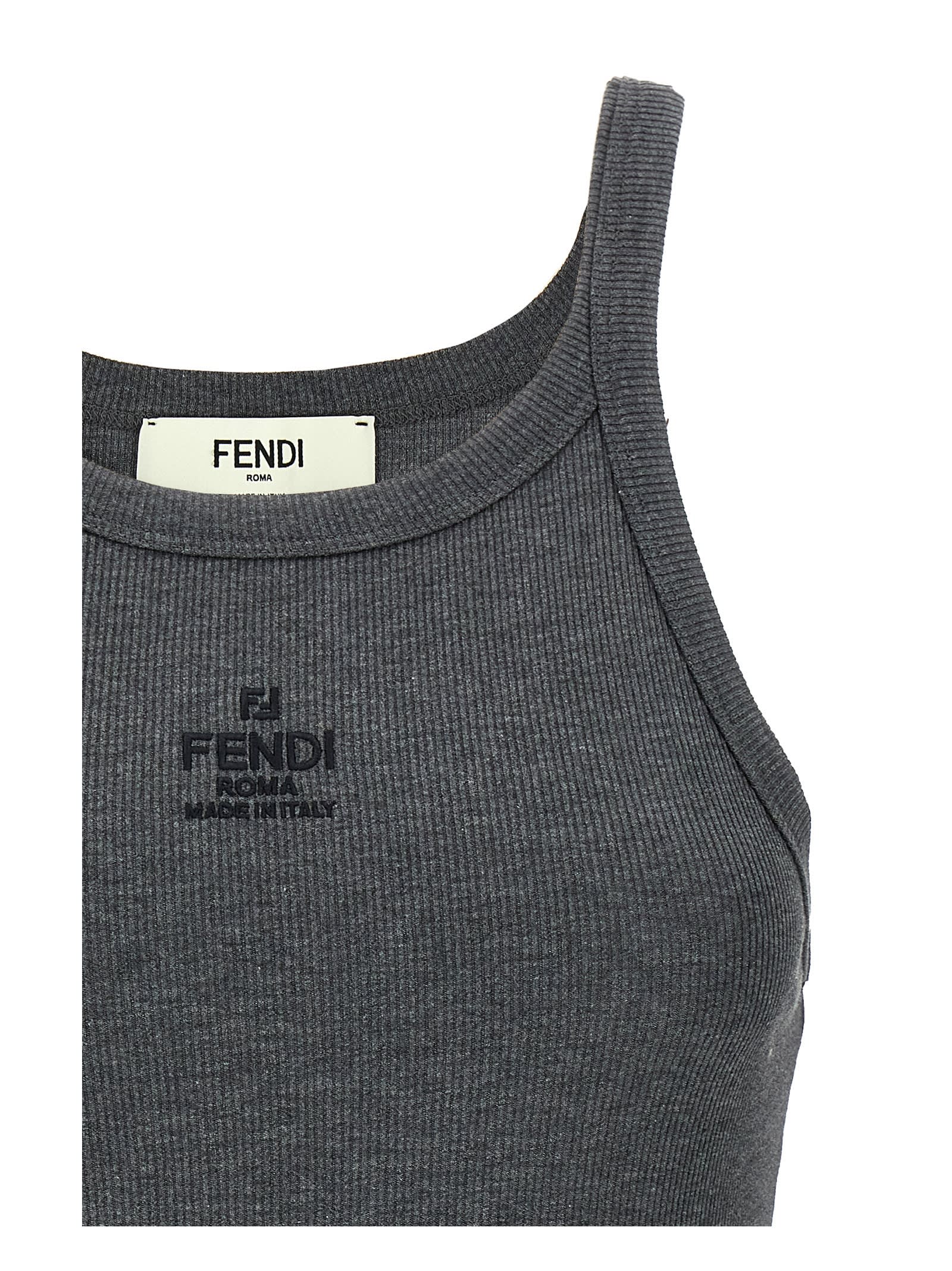 Shop Fendi Logo Embroidery Top