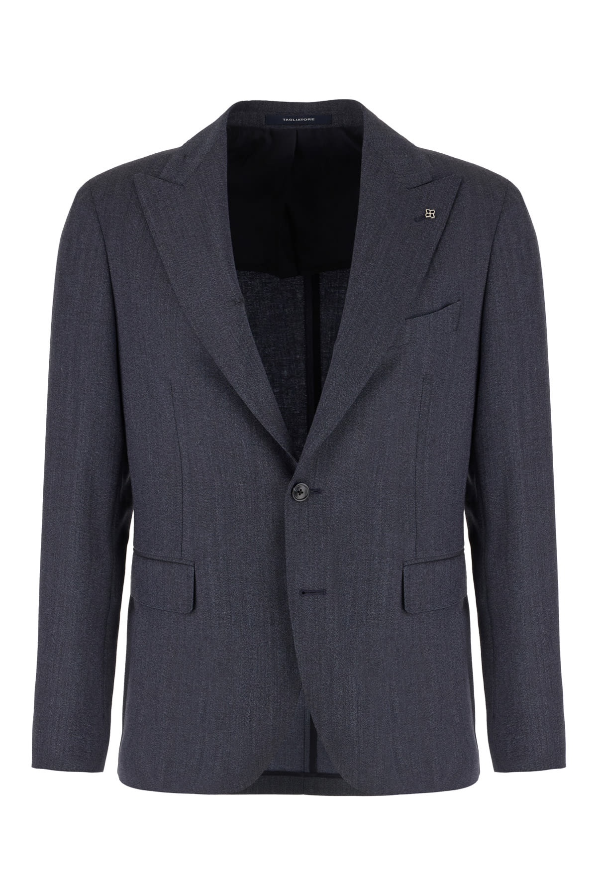 Shop Tagliatore Melange Blue Wool Suit In I3012