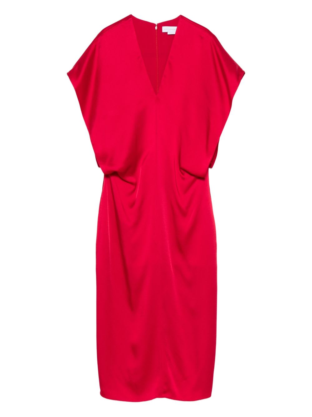 Stella Mccartney Stella Mc Cartney Satin V Necked Midi Dress In Red