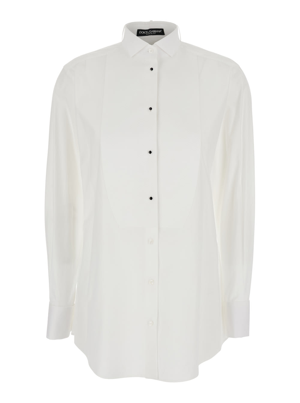 Shop Dolce & Gabbana White Shirt With Classic Collar In Cotton Stretch Woman