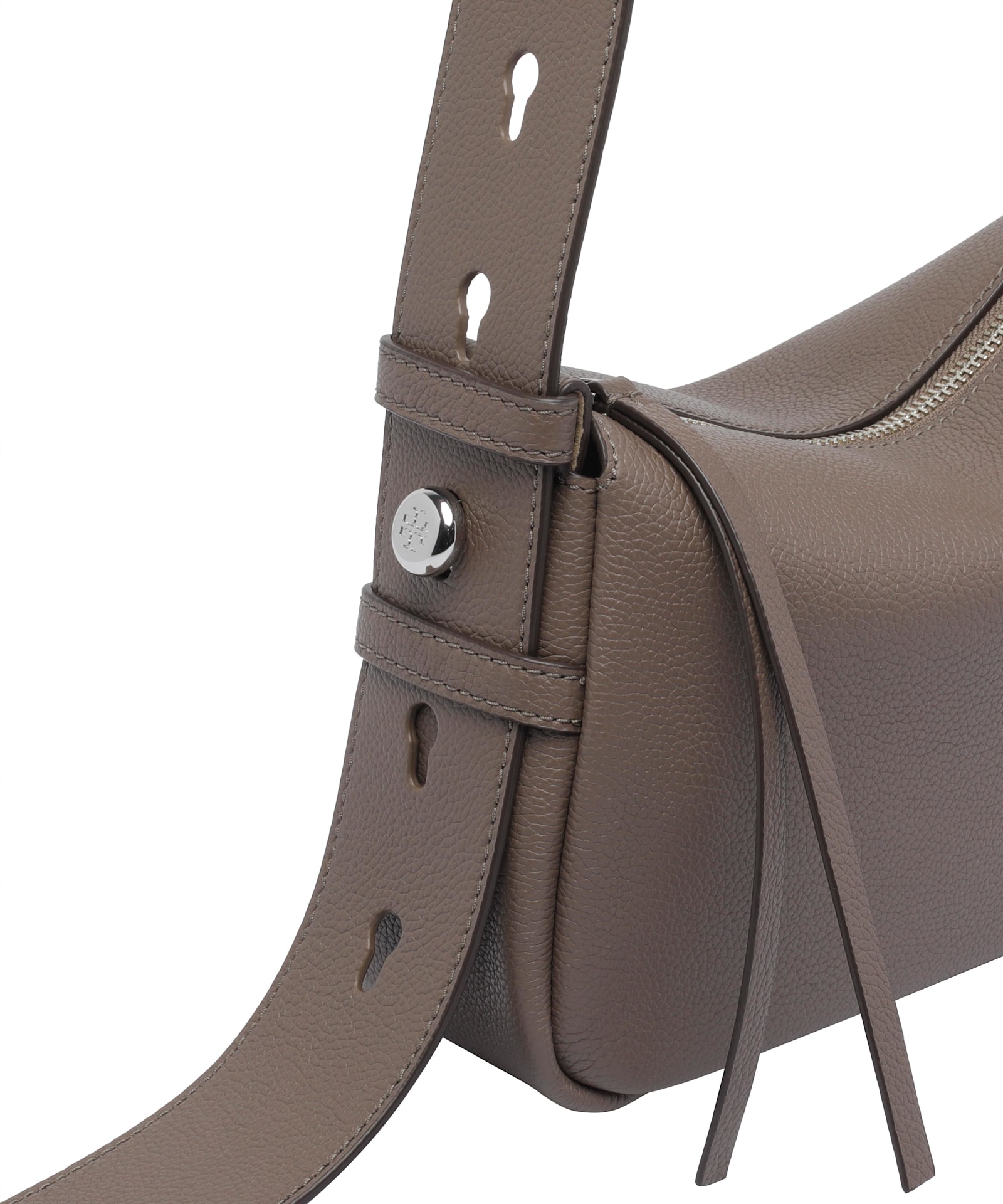 Tory Burch Romy Zip-fastening Leather Shoulder Bag In Neutral