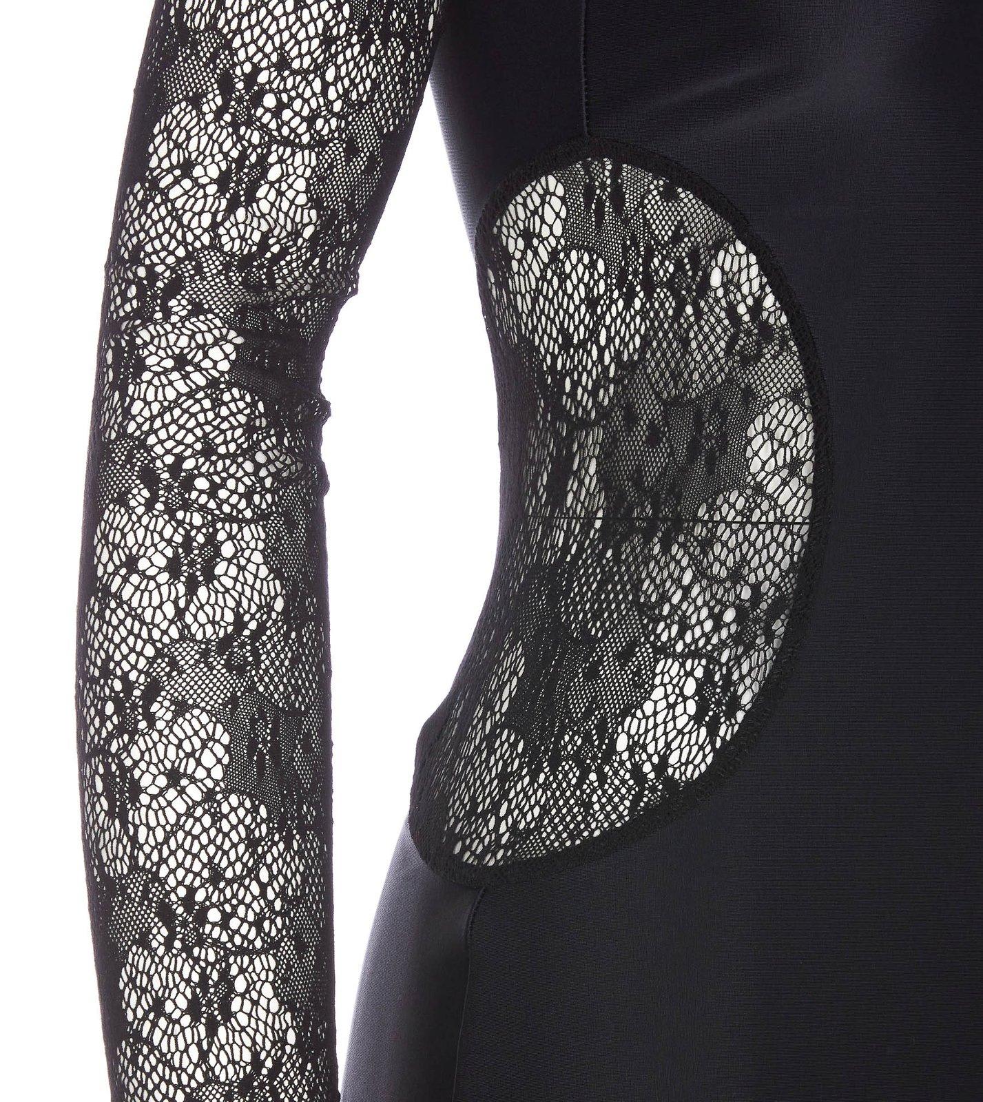 Shop Versace Jeans Couture Cut-out Detailed Lace Panelled Maxi Dress In Black