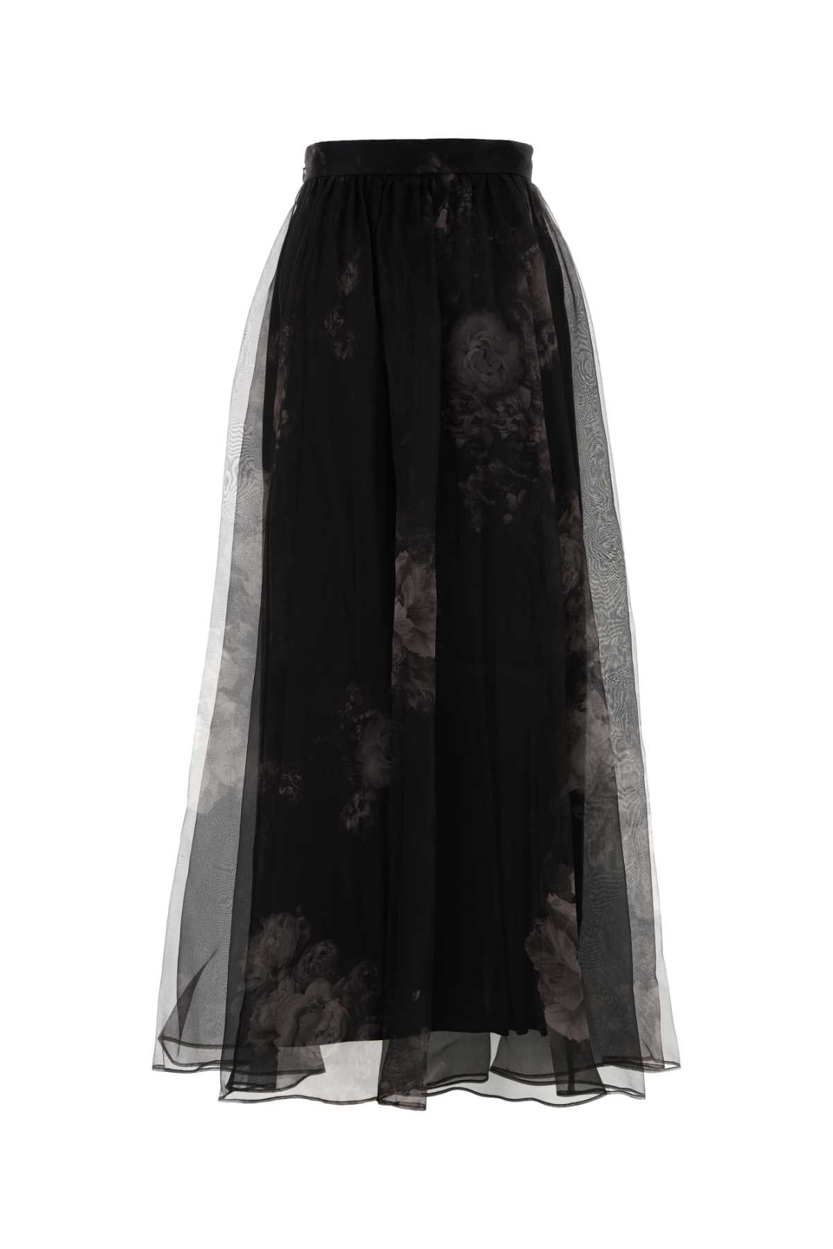 Zimmermann Printed Silk Hypnotic Skirt In Black