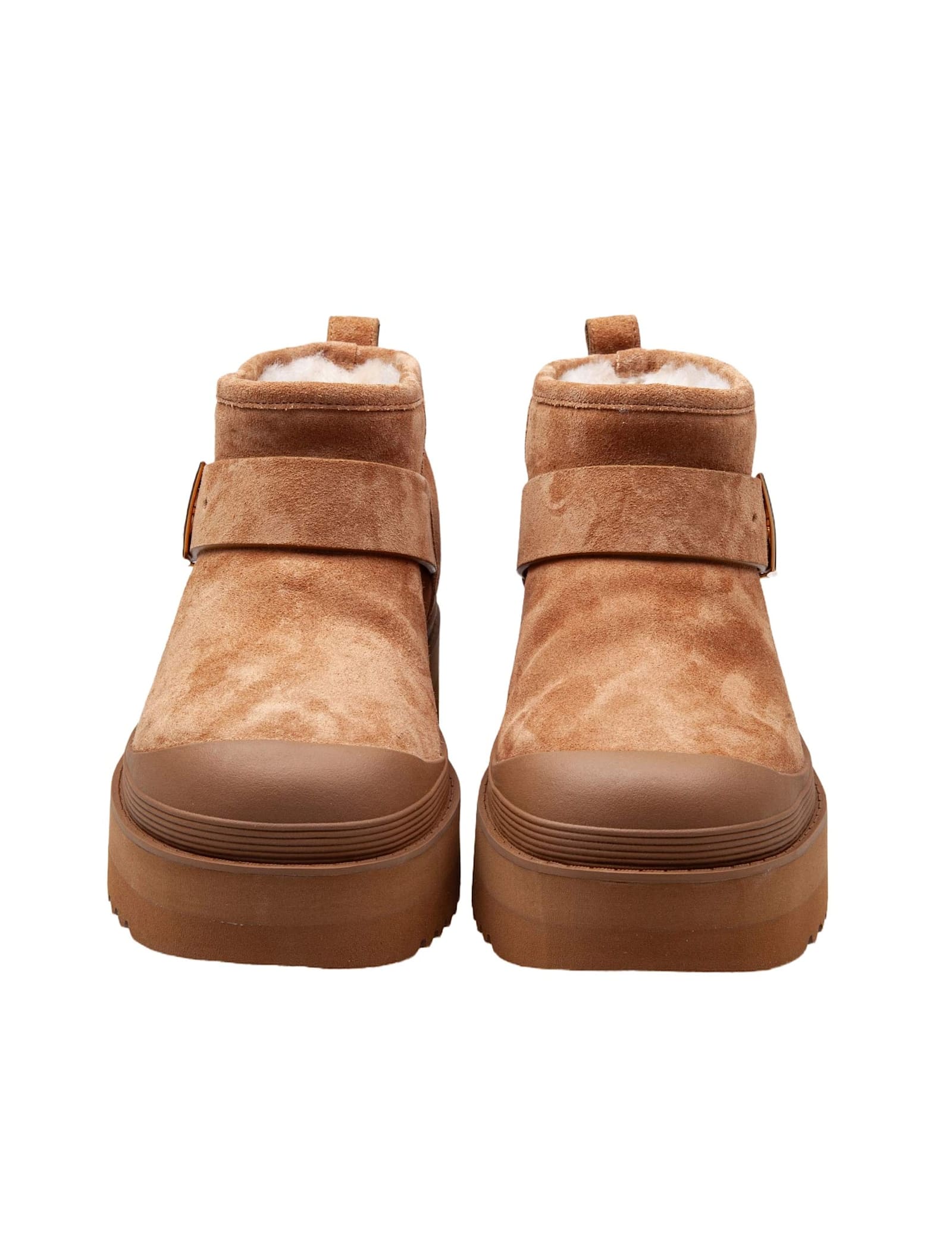 Shop Tory Burch Mellow Shearling Platform Ankle Boot In Chestnut