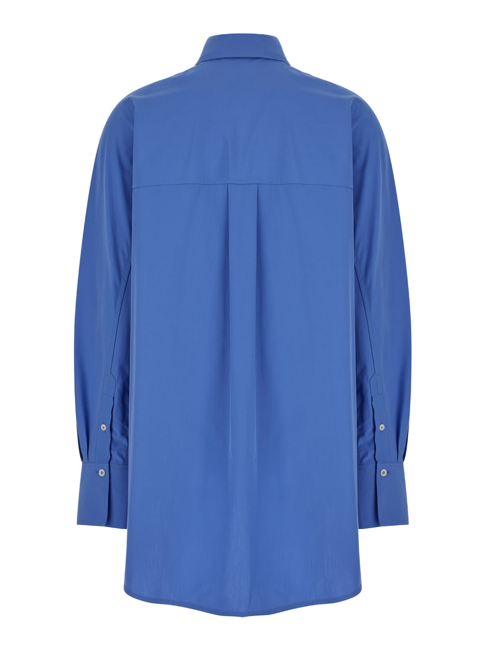 Shop Totême Oversized Blue Shirt With Pointed Collar In Fabric Woman In Light Blue