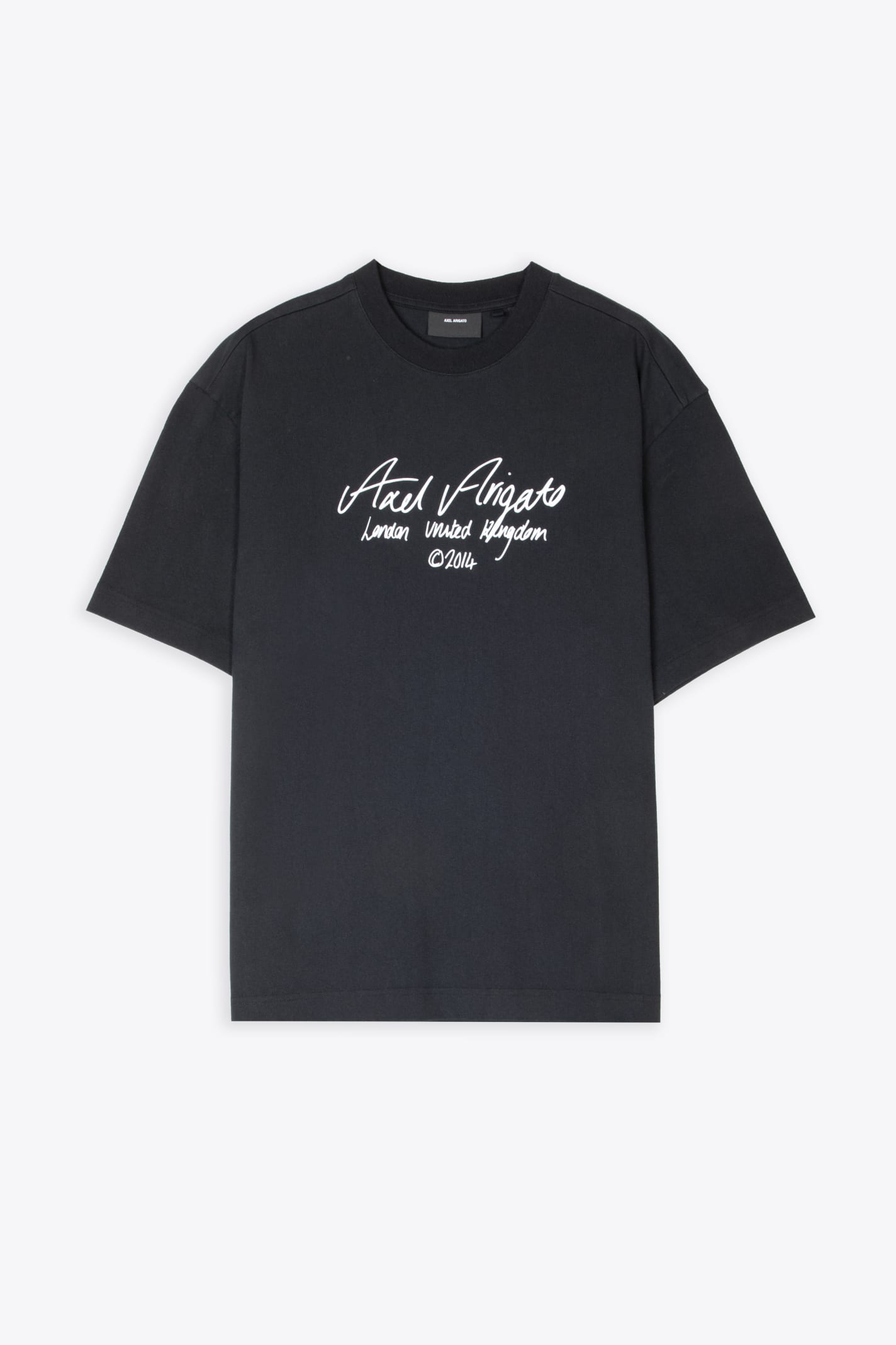 Shop Axel Arigato Essential T-shirt Black T-shirt With Italic Logo Print - Essential T-shirt In Nero