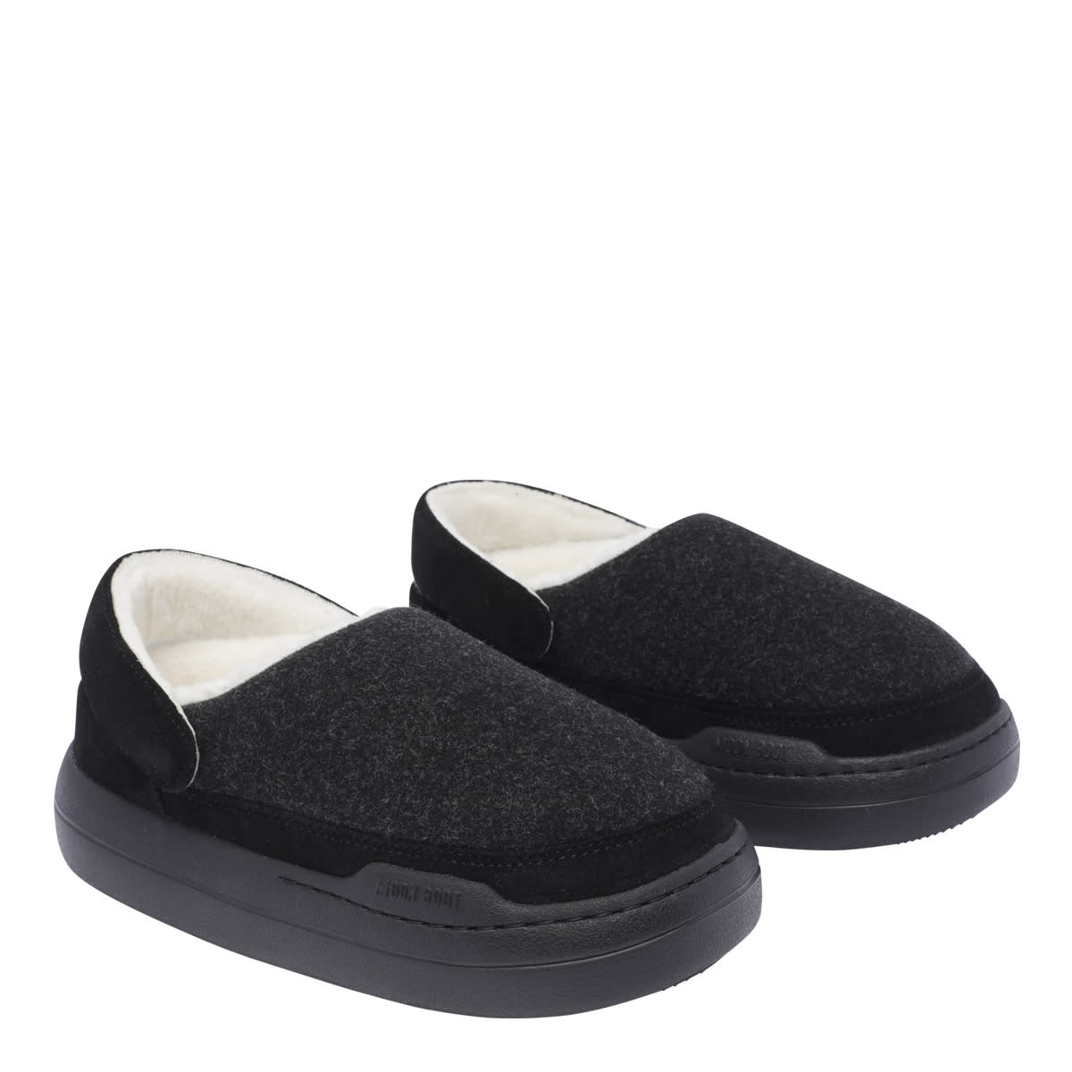 Moon Boot Mb Park Clog Felt Black Melange In Black