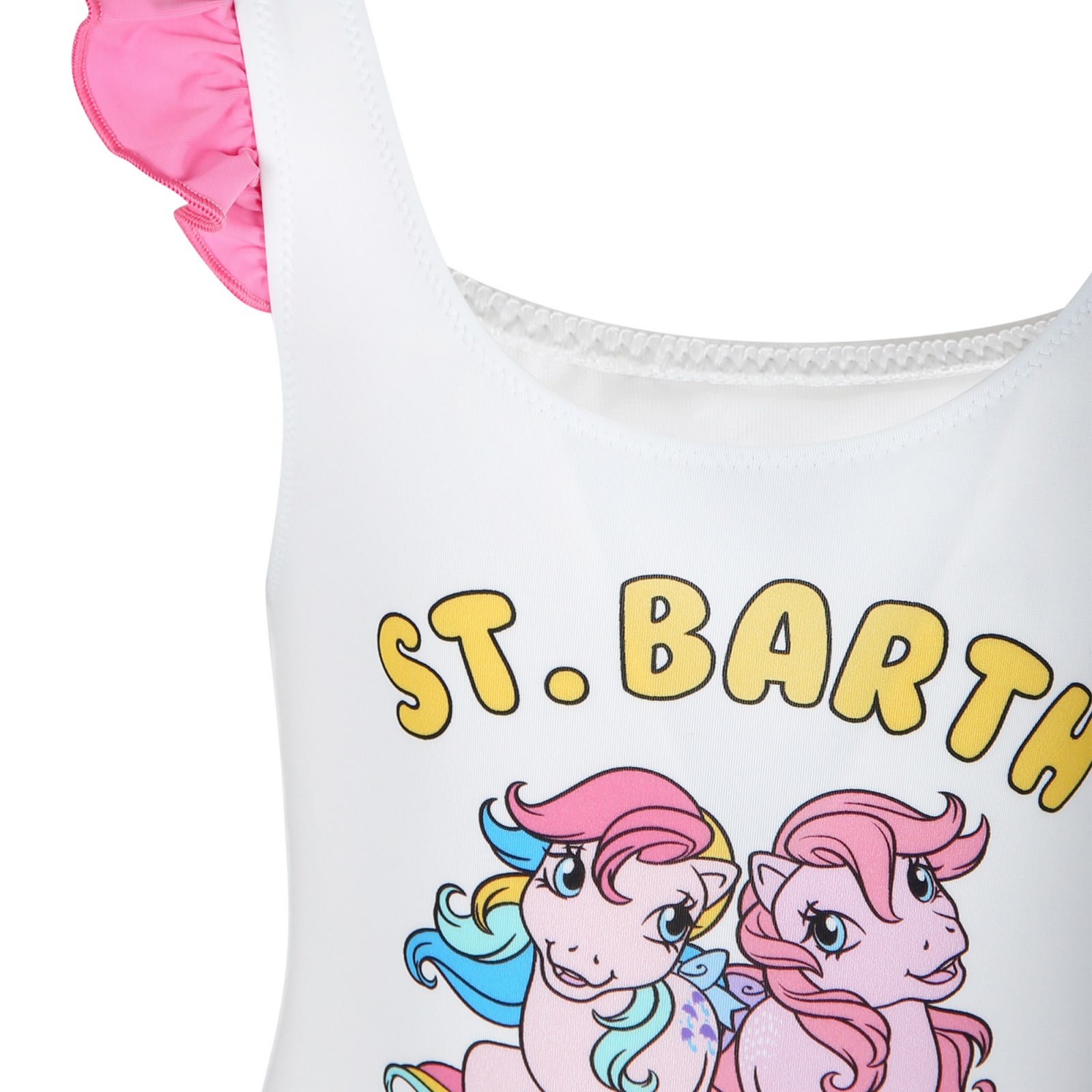 Mc2 Saint Barth White Swimsuit For Girl With My Little Pony Print In White