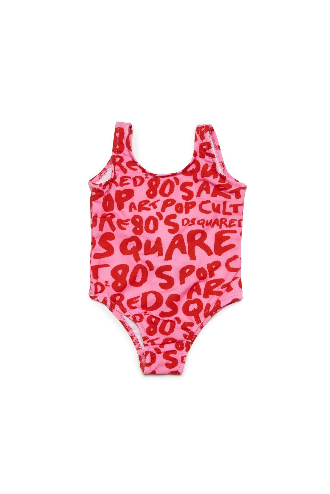 Shop Dsquared2 Graphic-printed One-piece Swimsuit In Rosa