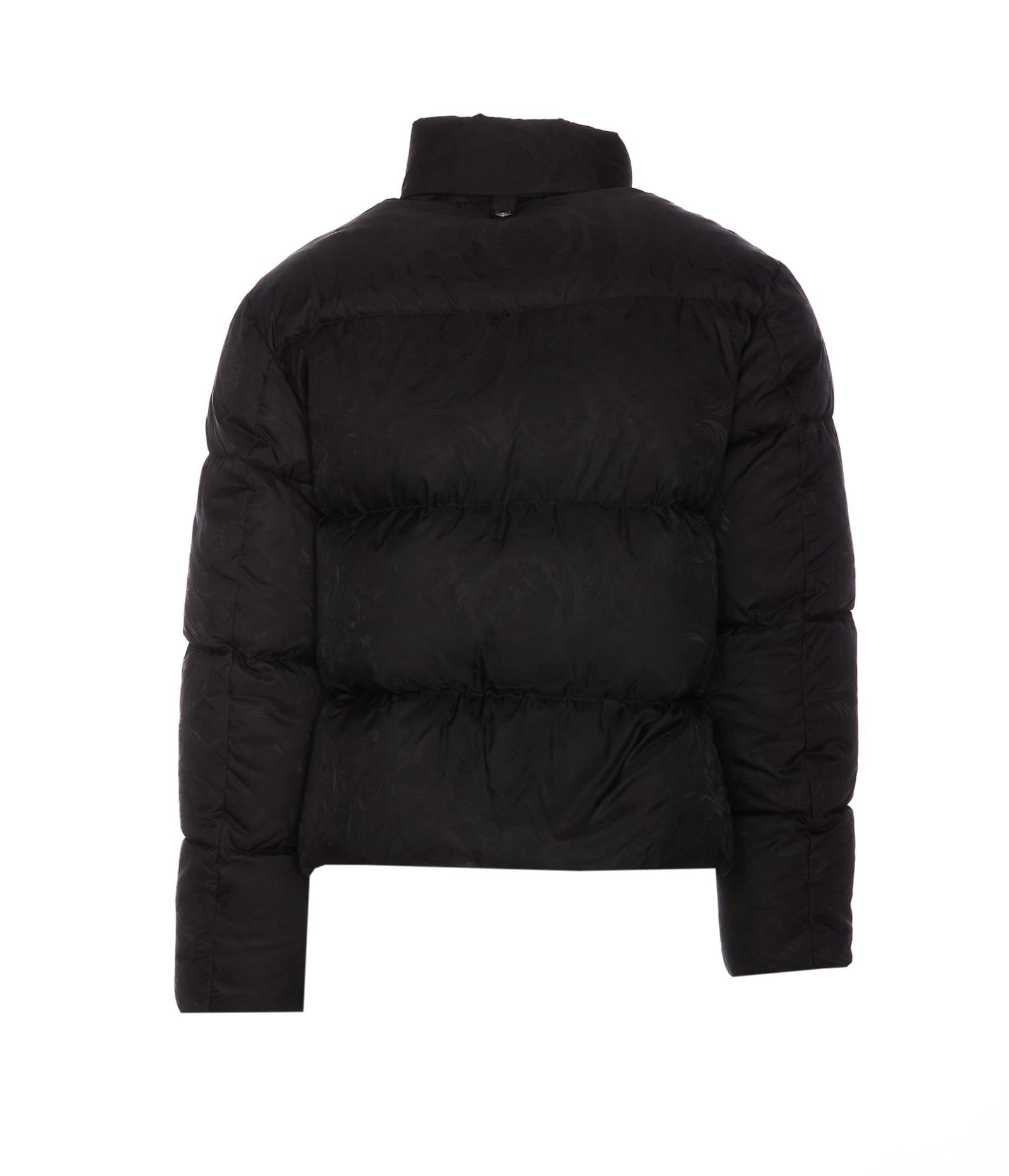 Shop Versace Barocco Down Jacket In Black