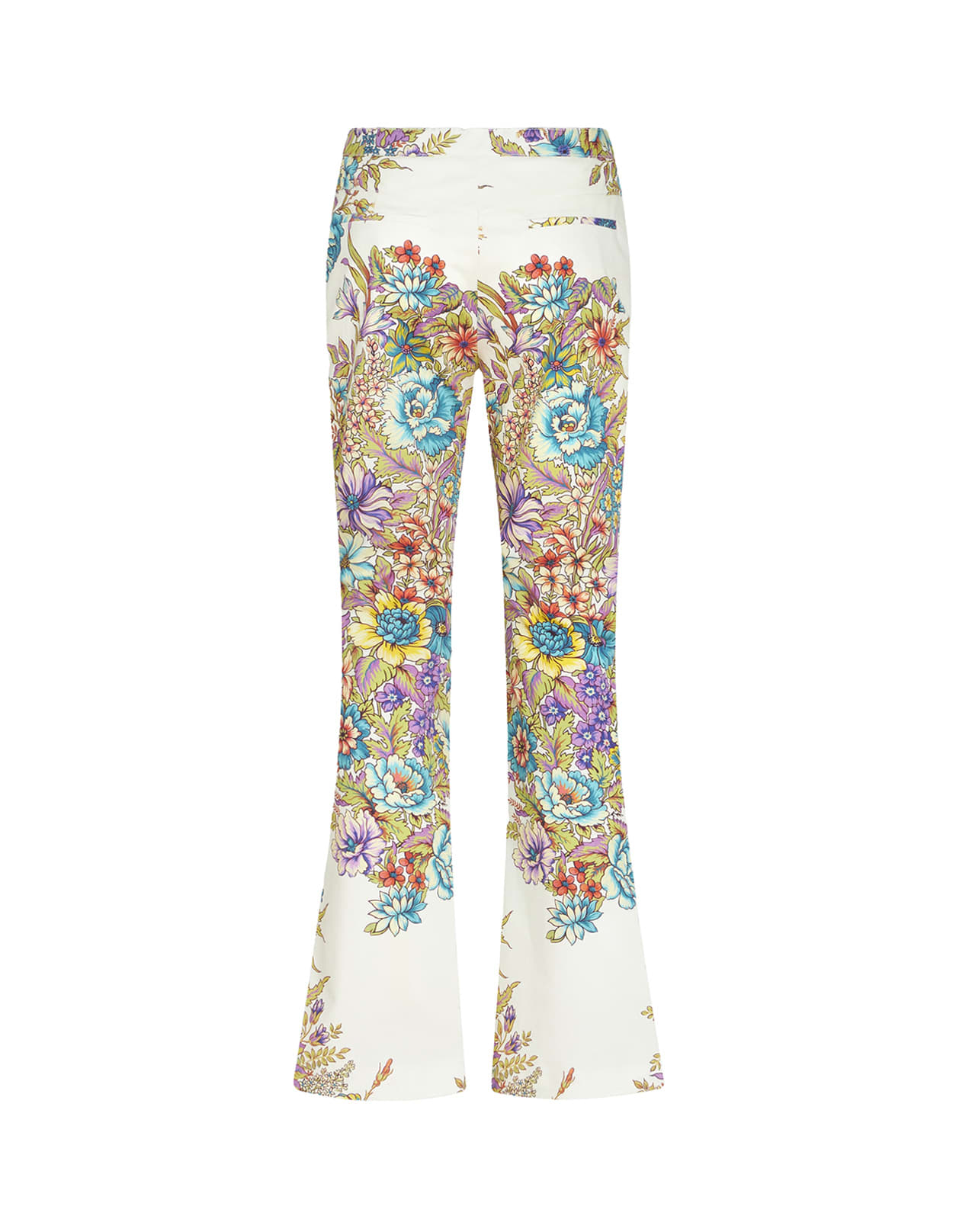 Shop Etro Multicolour Bouquet Print Trousers In White