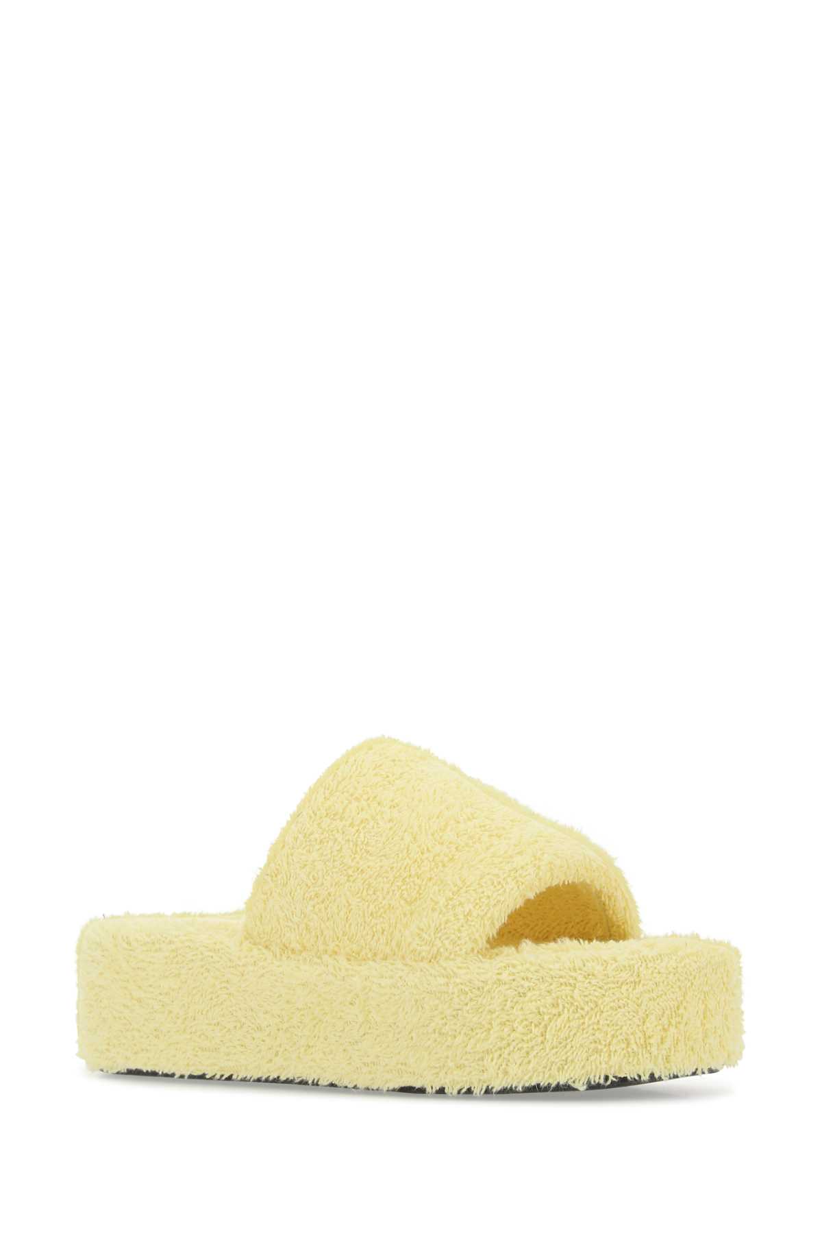 Shop Balenciaga Pastel Yellow Terry Fabric Rise Slippers In 7390