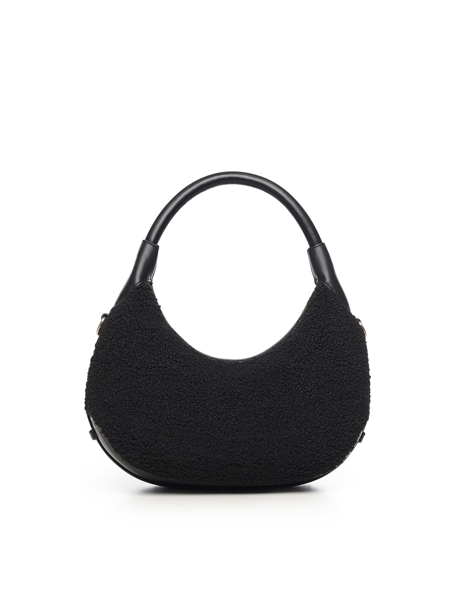 Love Moschino Faux-fur Logo-plaque Shoulder Bag In Black