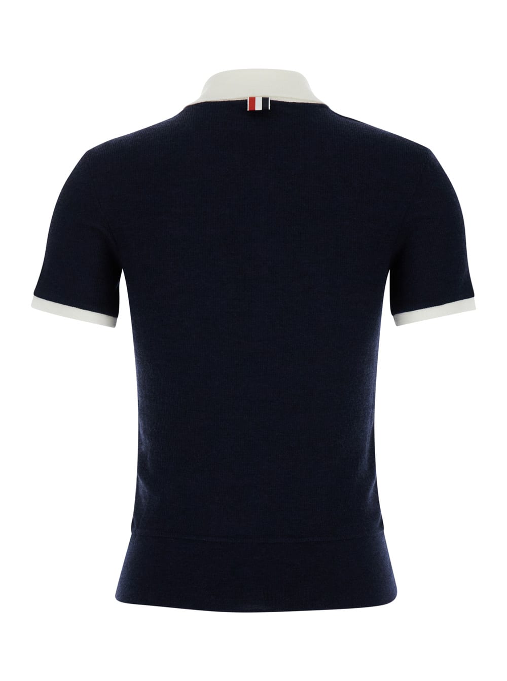 Shop Thom Browne Blue Fitted Polo Shirt With Contrasting Collar In Wool Woman