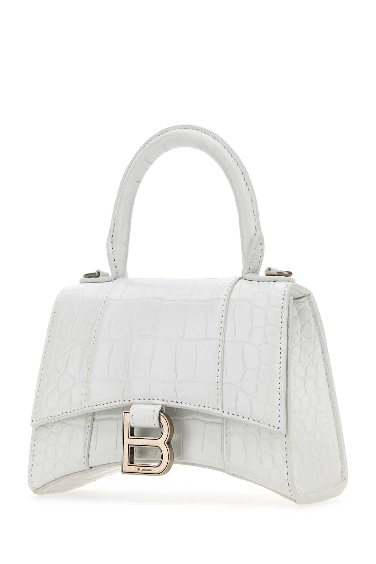 Shop Balenciaga White Leather Xs Hourglass Handbag In Opticwhite