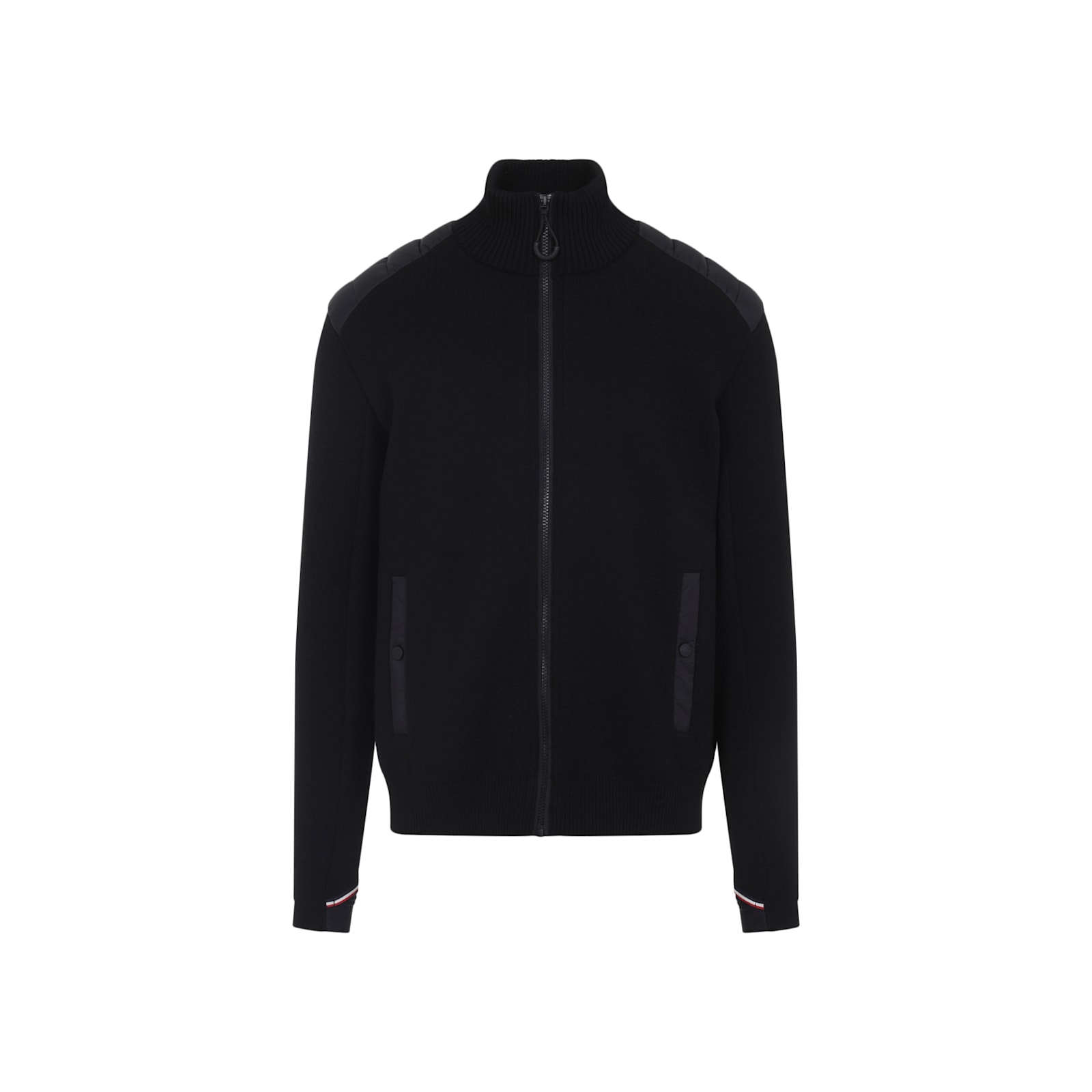 Moncler Padded Wool Zip-up Cardigan In Black