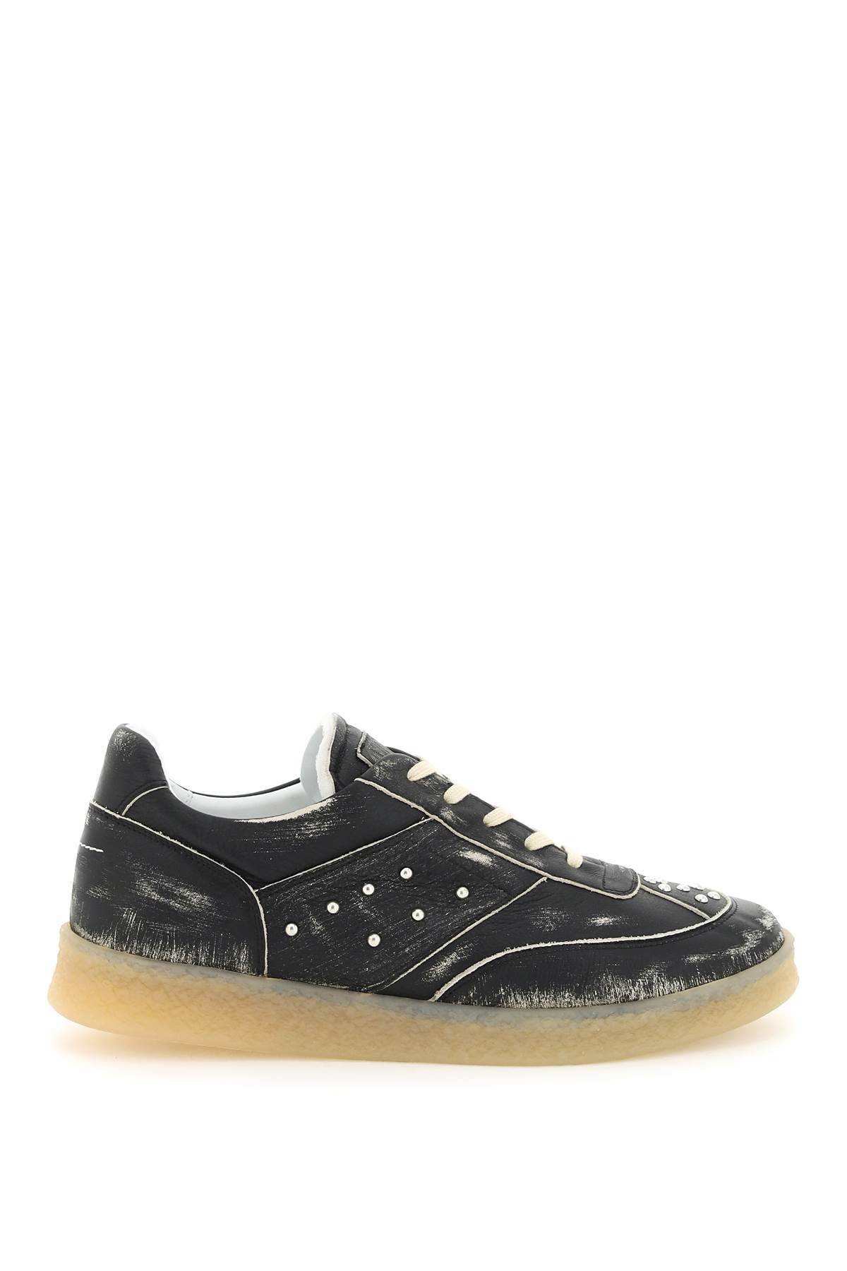 Mm6 Maison Margiela Sneakers Mm6 Black Distressed Leather Low 