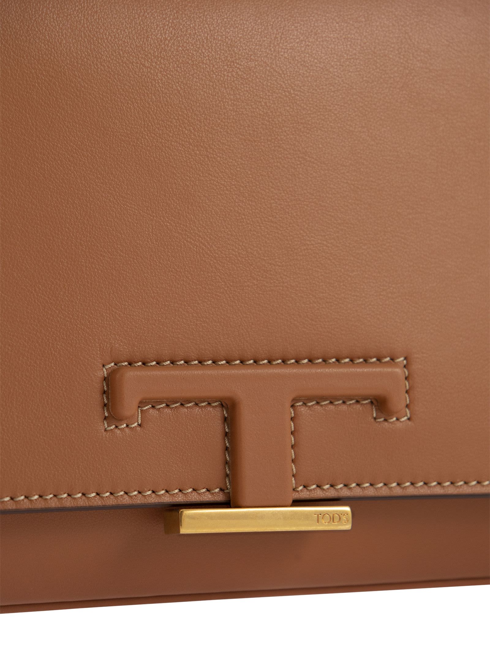 Shop Tod's T Timeless Leather Mini Bum Bag In Cognac