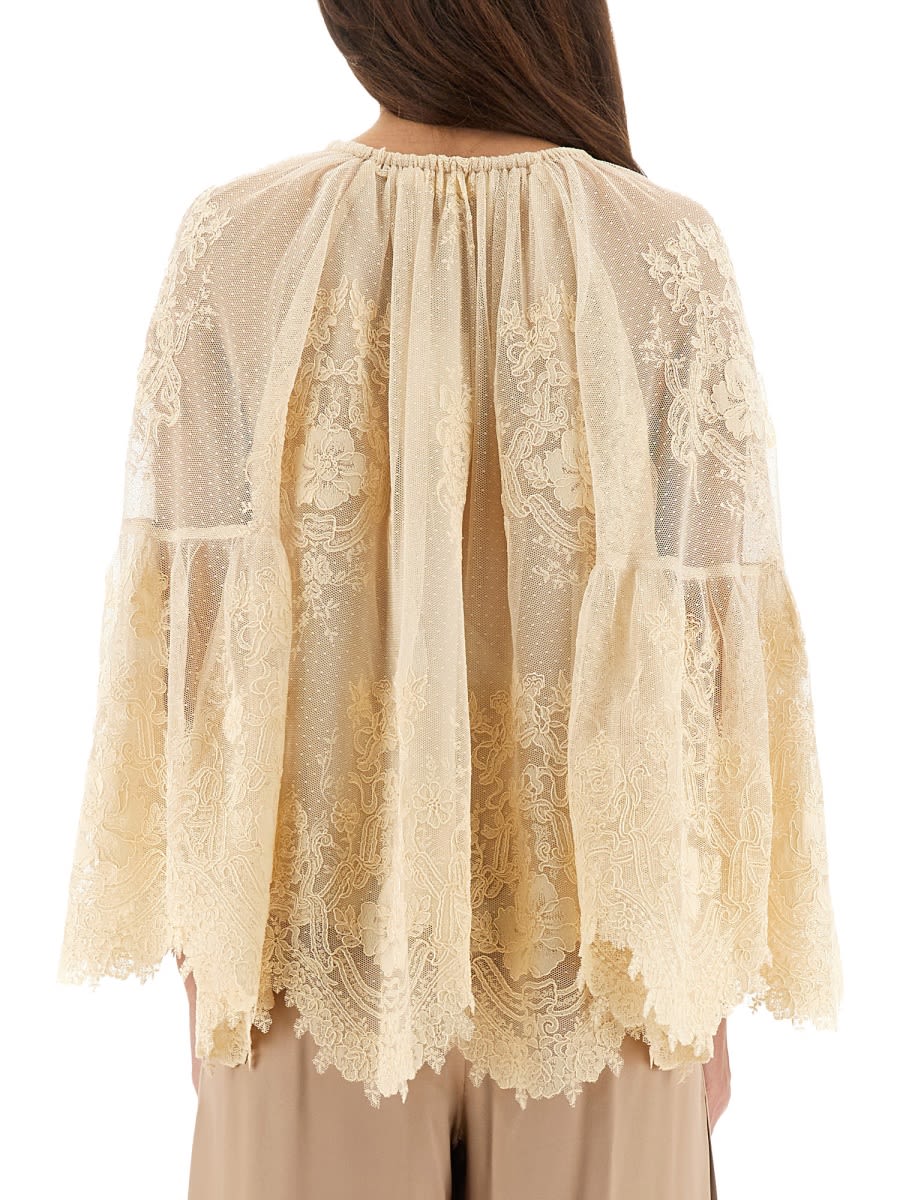 Zimmermann Hypnotic Tiered Lace Blouse In White