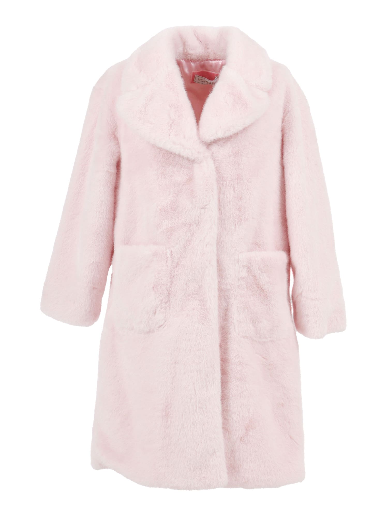 Monnalisa Hairy Peluche Teddy Coat In Pink