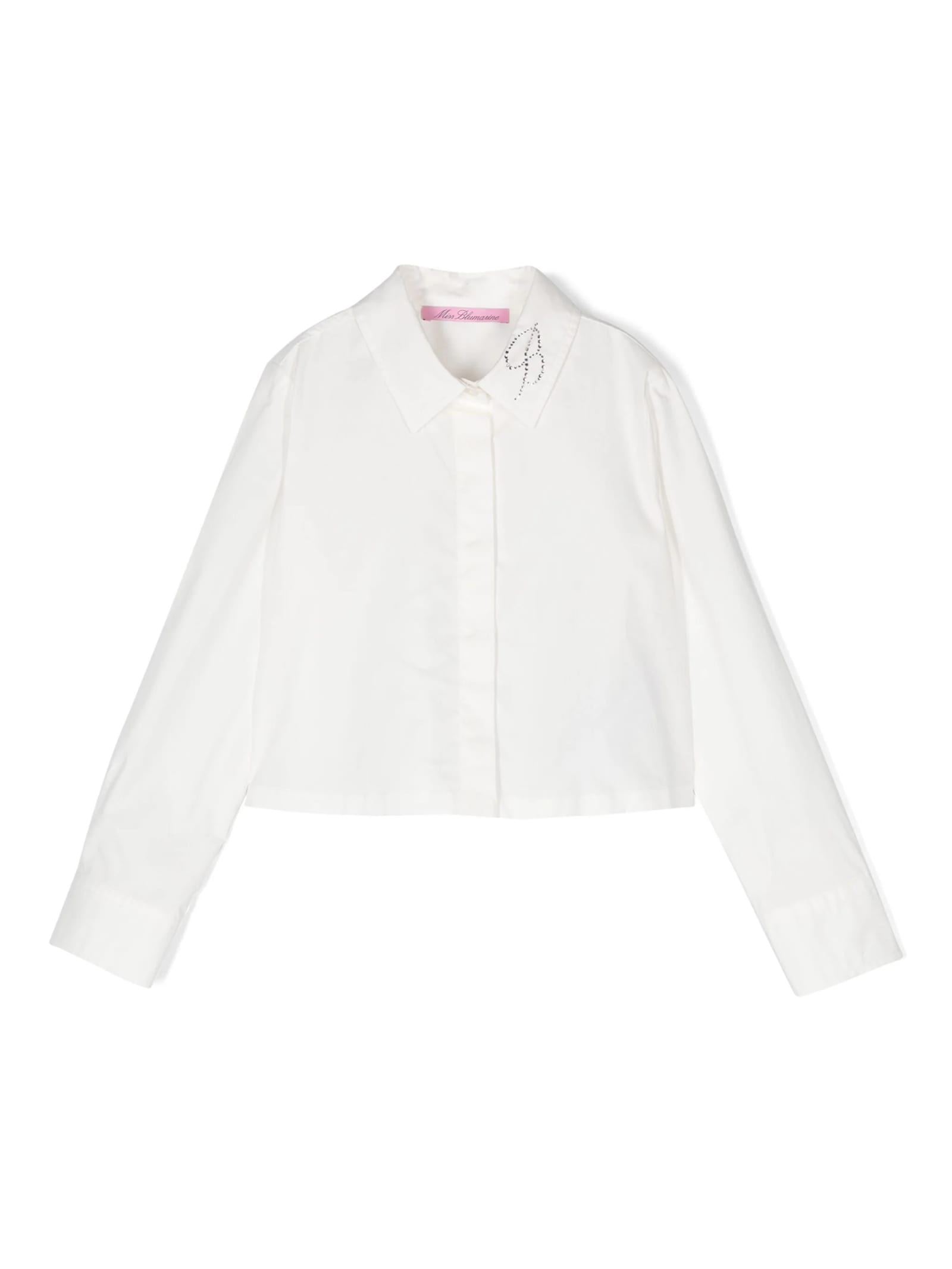 Shop Miss Blumarine White Shirt With Logo On Collar