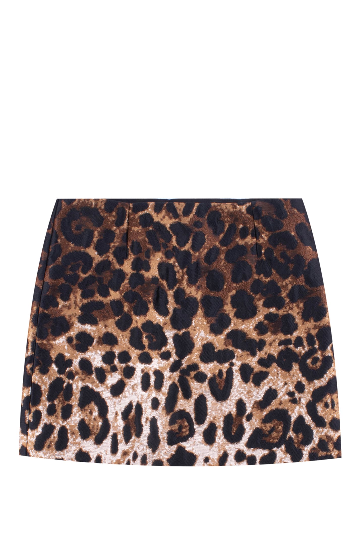 Shop Dolce & Gabbana Short Skirt In Leo Jacquard In Brown