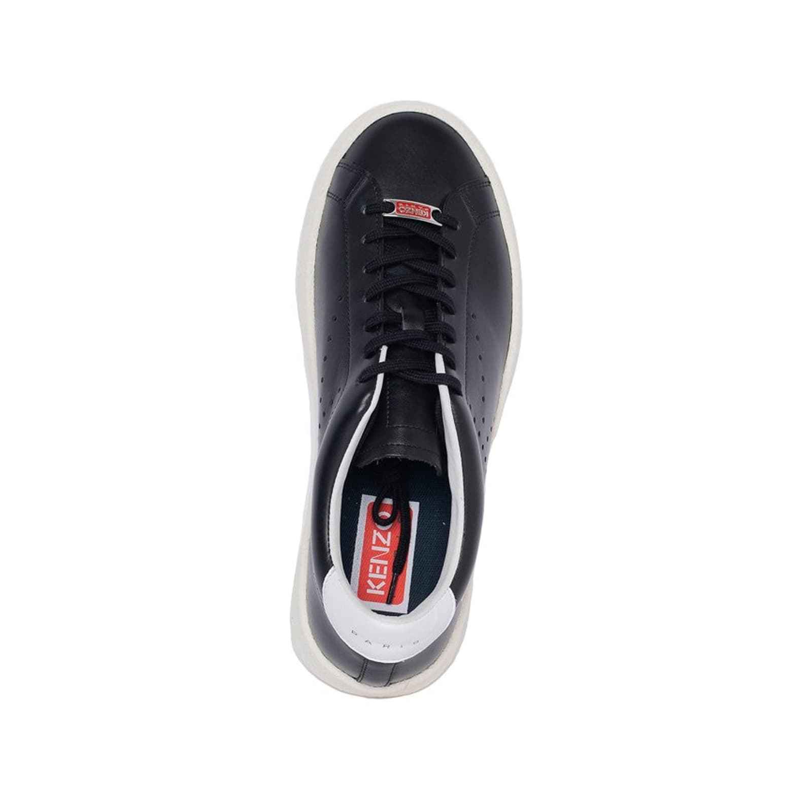 Shop Kenzo Leather Sneakers In Black