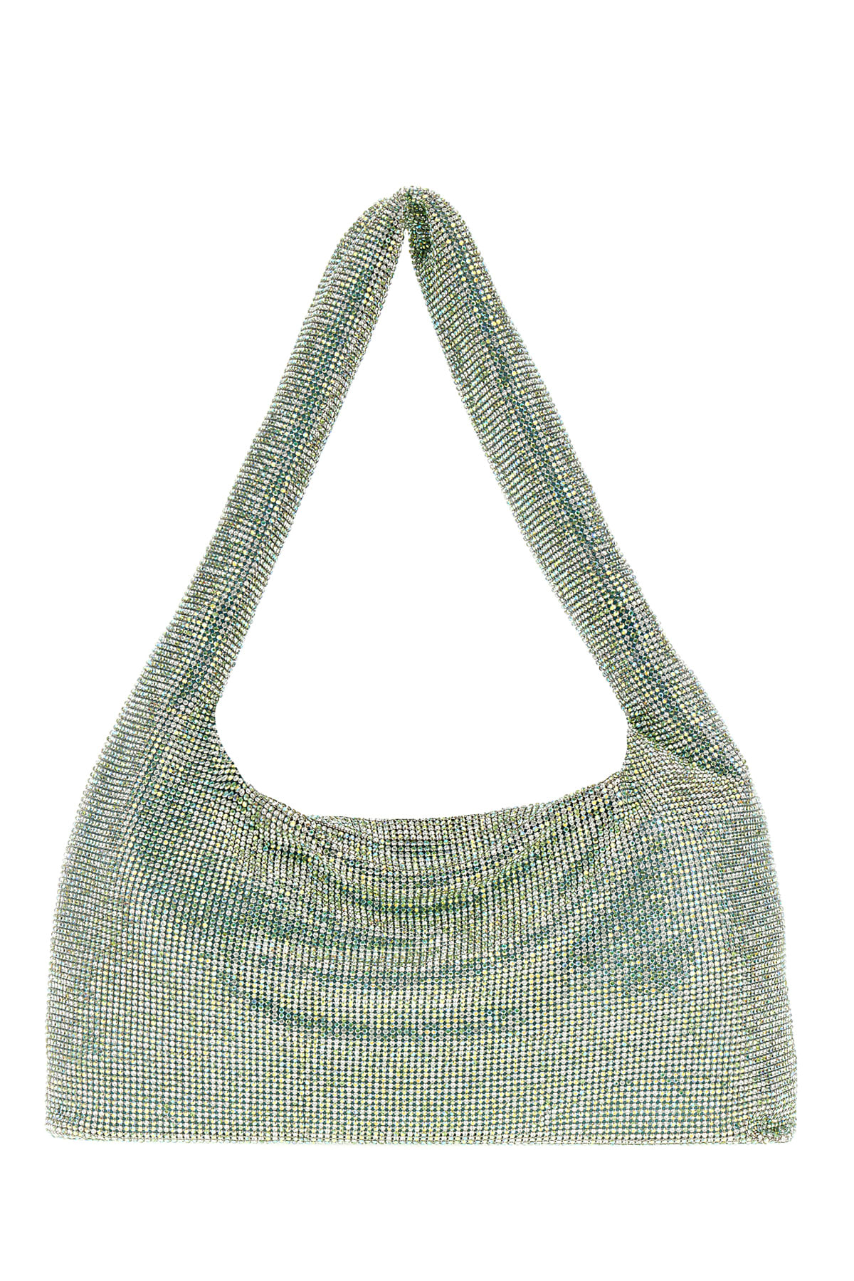 Kara Embellished Mesh Armpit Shoulder Bag In Green