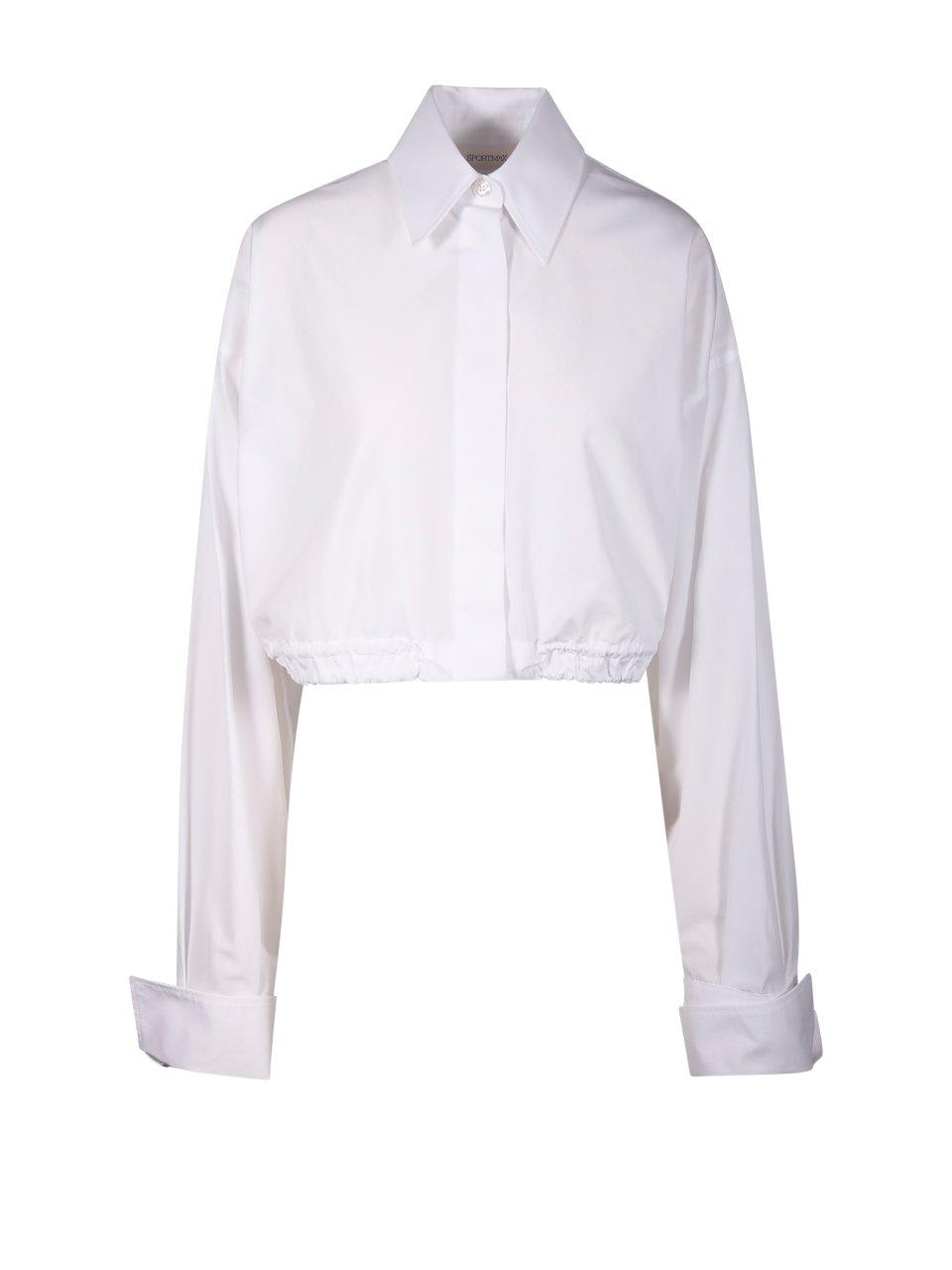 Shop Sportmax Buttoned Long-sleeved Cropped Shirt In Bianco