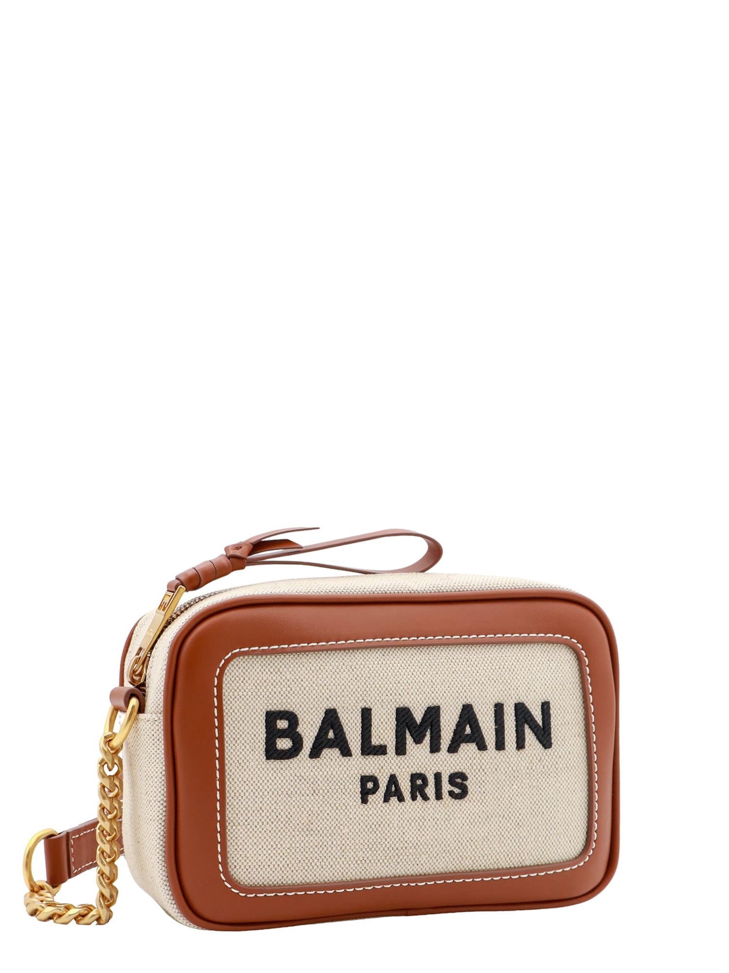Shop Balmain Shoulder Bag In Beige