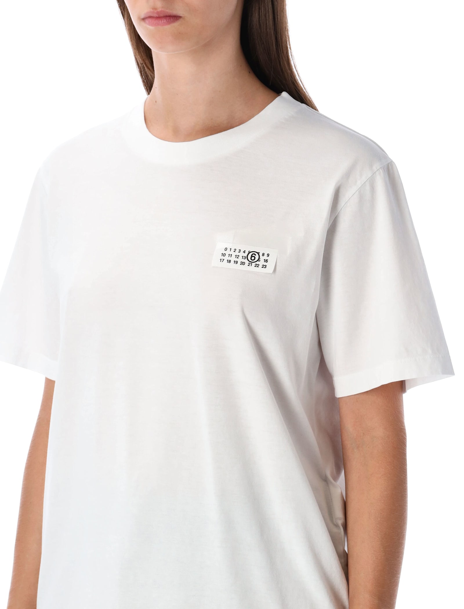 Mm6 Maison Margiela T-shirt Crew Neck In Cotton In White