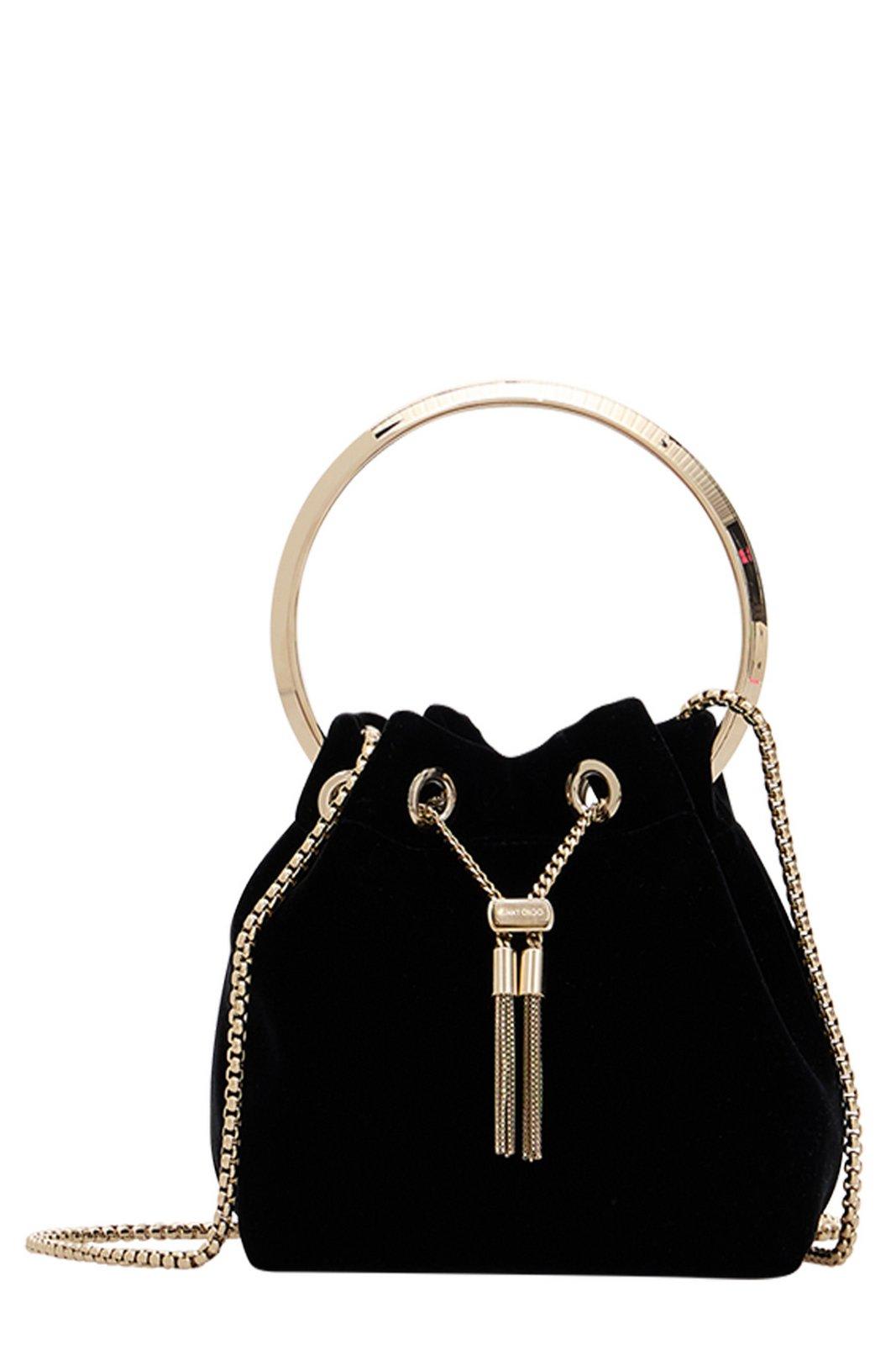 Jimmy Choo Round Handle Shoulder Bag Tassel In Black