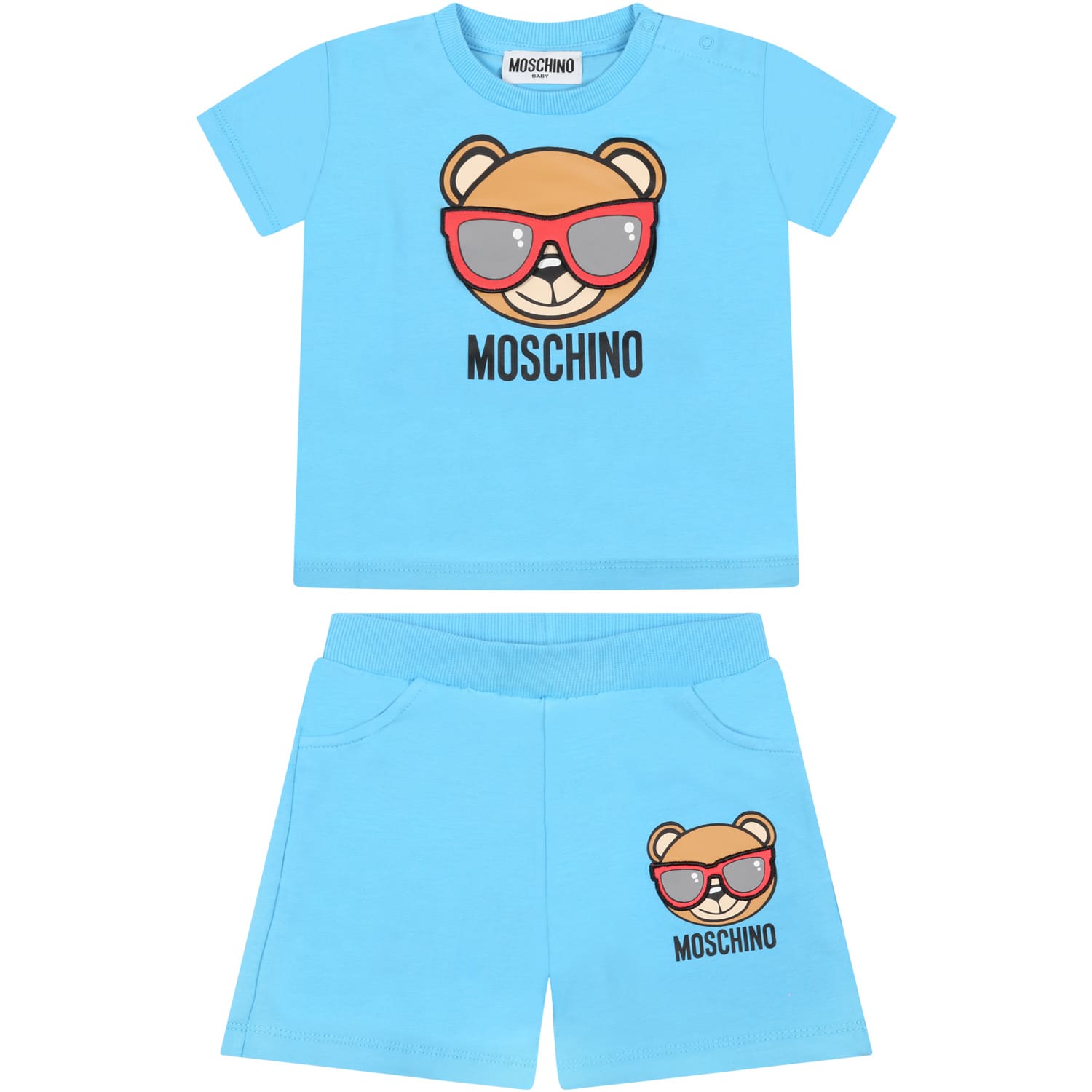 Moschino Light-blue Set For Baby Boy With Teddy Bear