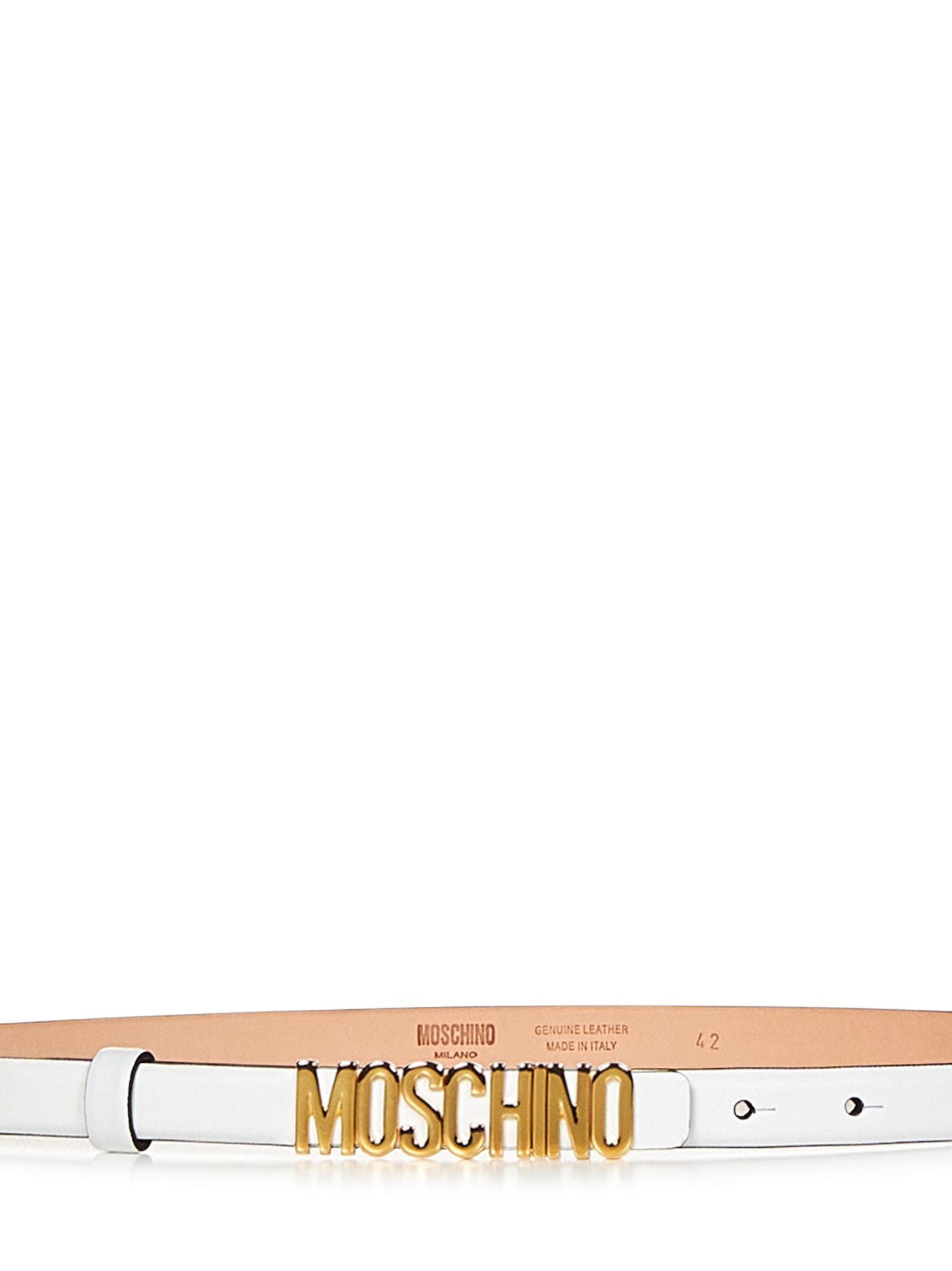 Shop Moschino Belt In White