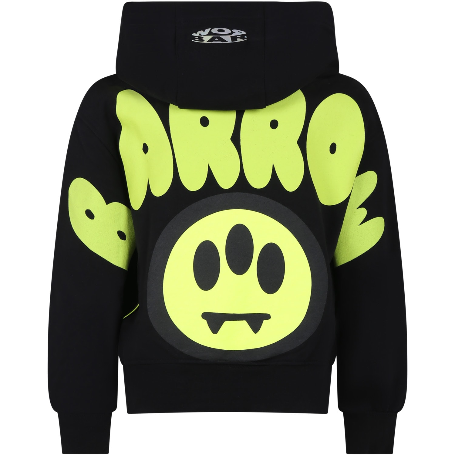 Barrow Black Sweatshirt For Kids With Logo And Iconic Smiley Face In Nero