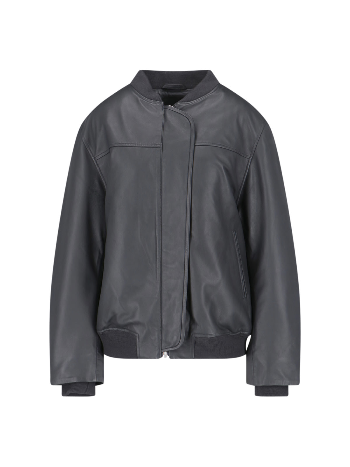 Remain Birger Christensen Leather Bomber Jacket In Black