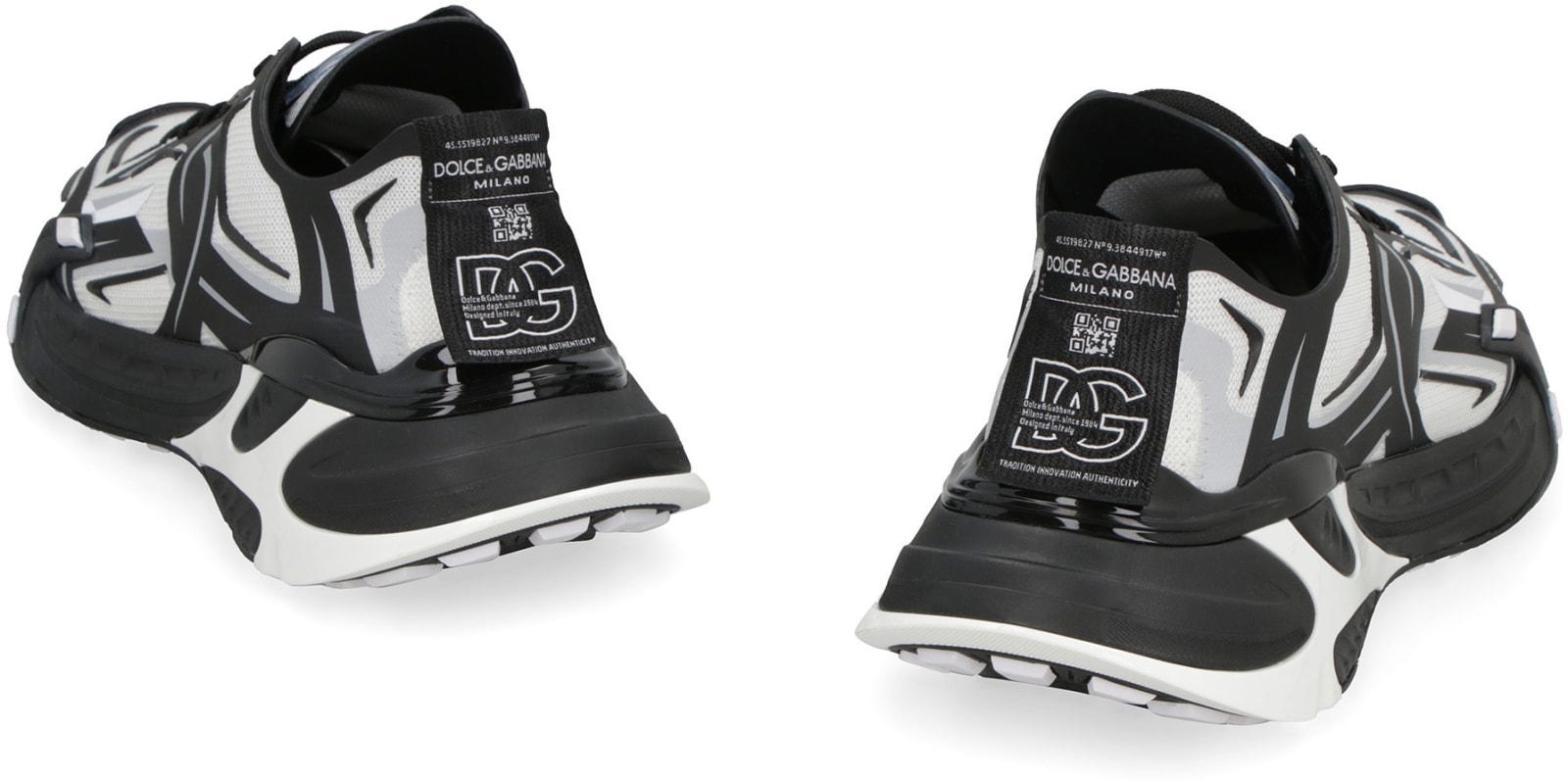 Shop Dolce & Gabbana Fast Knit Low-top Sneakers In Bianco/nero