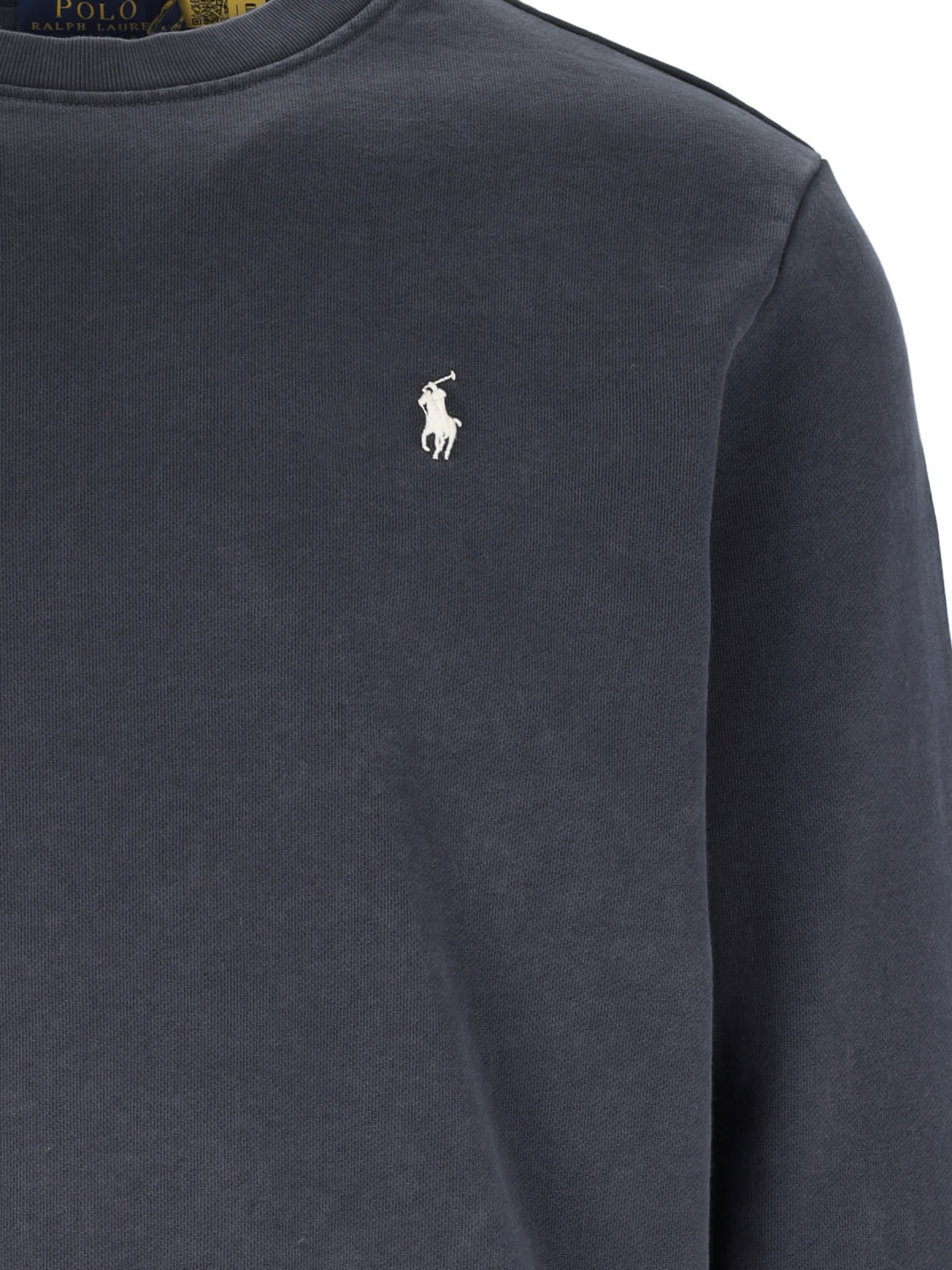 Shop Polo Ralph Lauren Logo Crew Neck Sweatshirt In Black