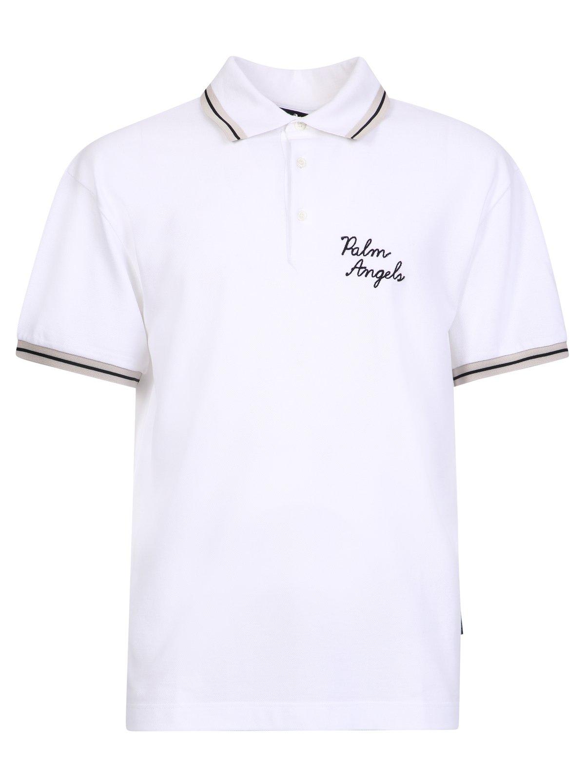 Palm Angels Logo Embroidered Short-sleeved Polo Shirt