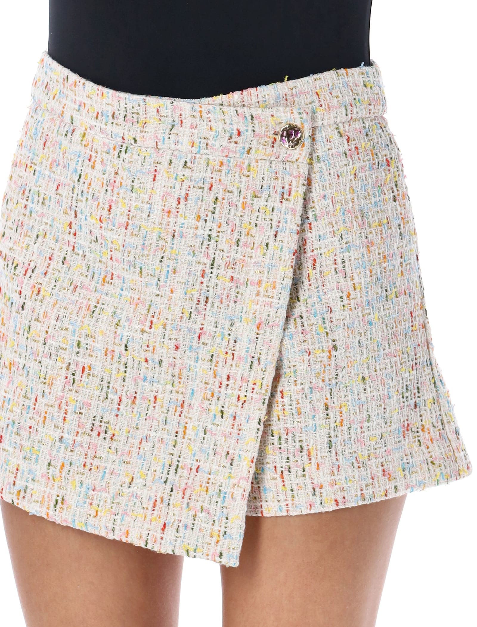 Shop Msgm Mini Tweed Skort In White Multicolor