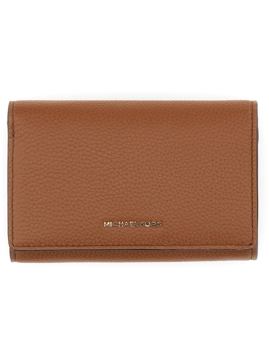 Michael Kors Textured Pebbled Leather Wallet In Brown