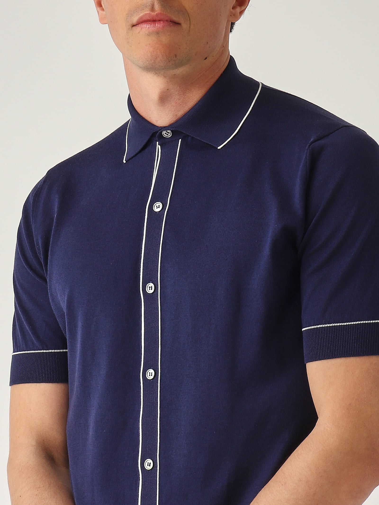 Filippo De Laurentiis Camicia M/c In Cotone Superlight Shirt In Blue