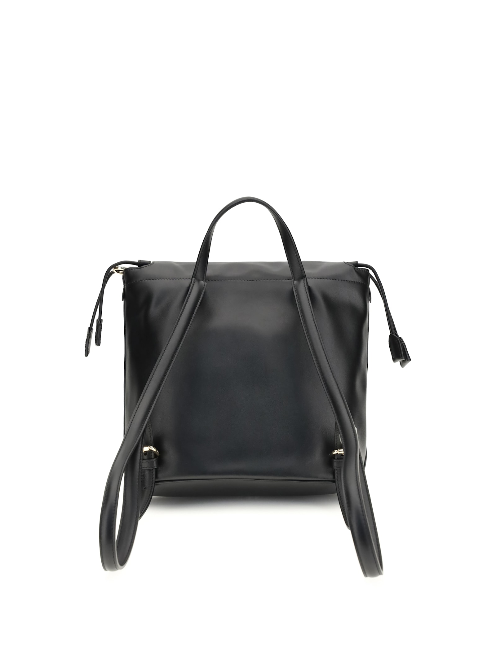 Fendi Women Leather Grace Backpack In Black