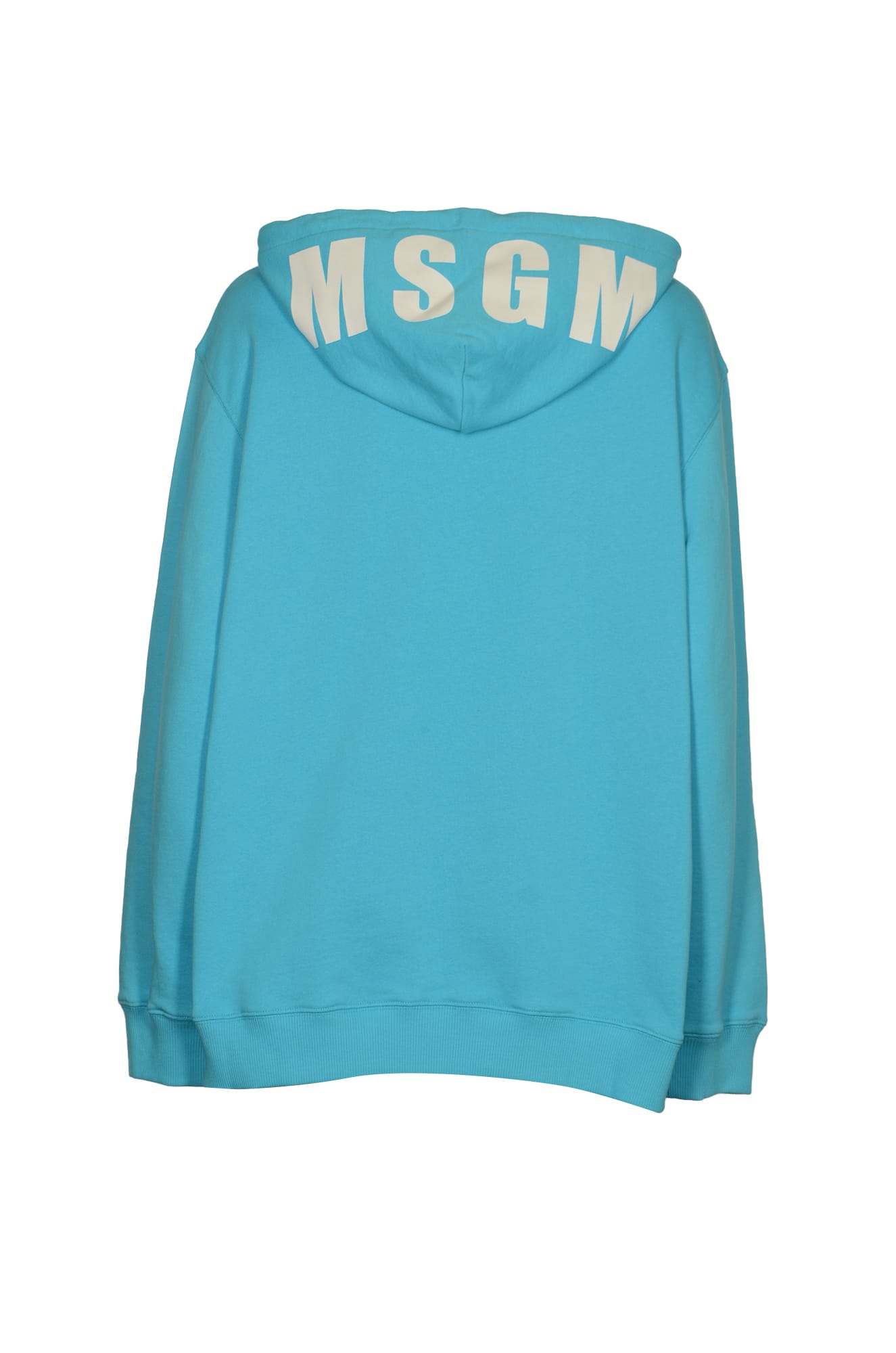 Shop Msgm Logo Hood Print Hoodie In Light Blue