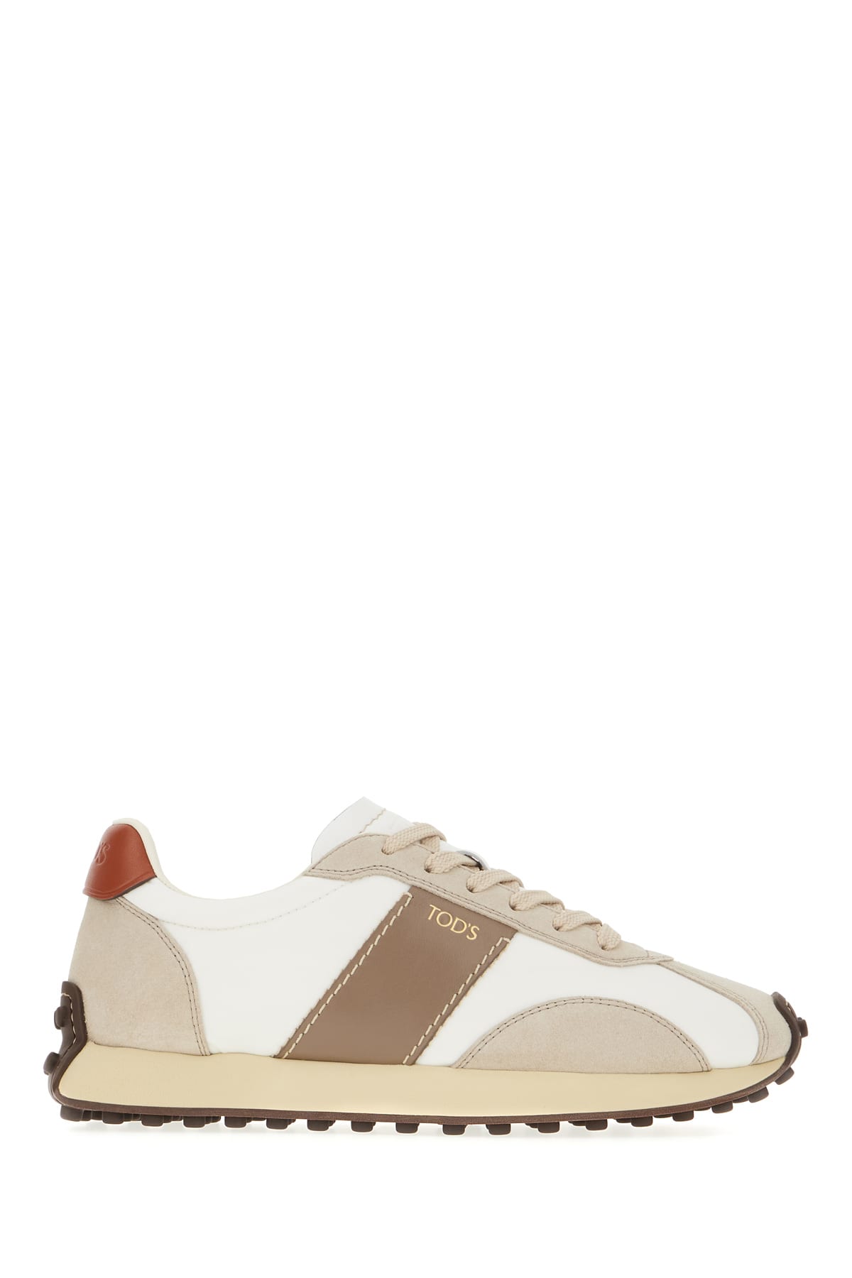 Shop Tod's Multicolor Fabric And Suede Sneakers In White Caramel Beige