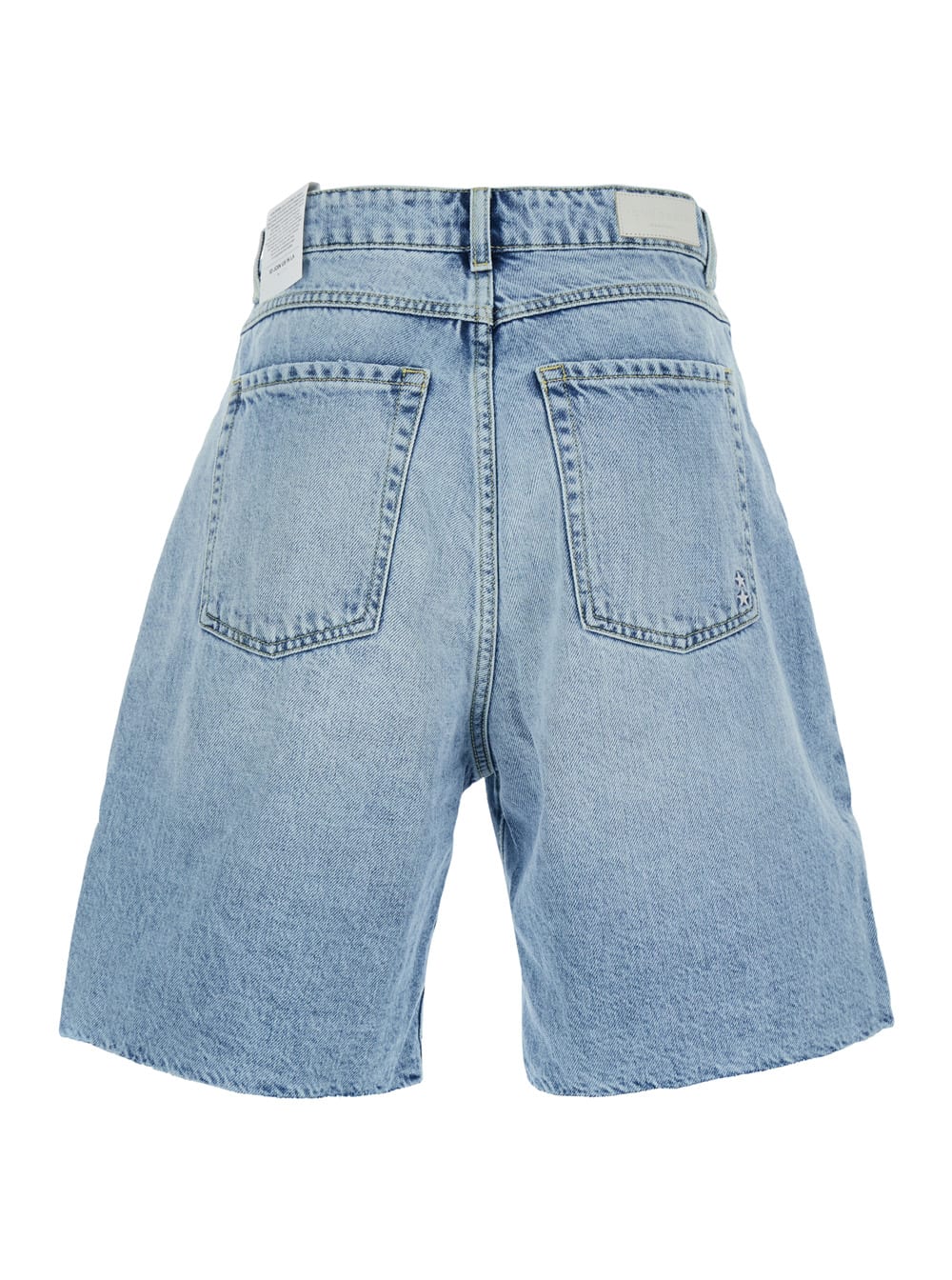 Icon Denim Blue Bermuda Pants With Logo Patch On The Rear In Blu