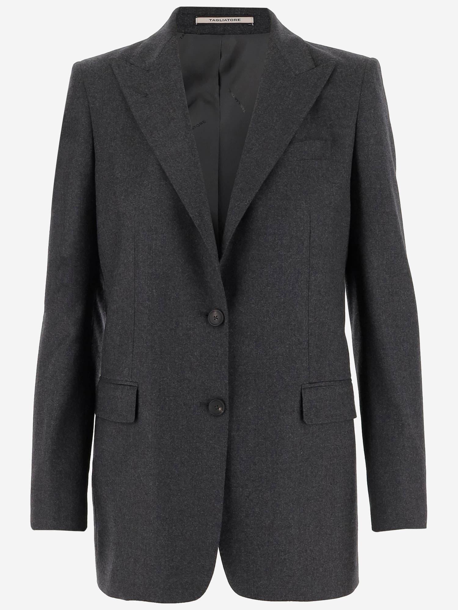 Tagliatore Single-breasted Wool And Silk Jacket In Black
