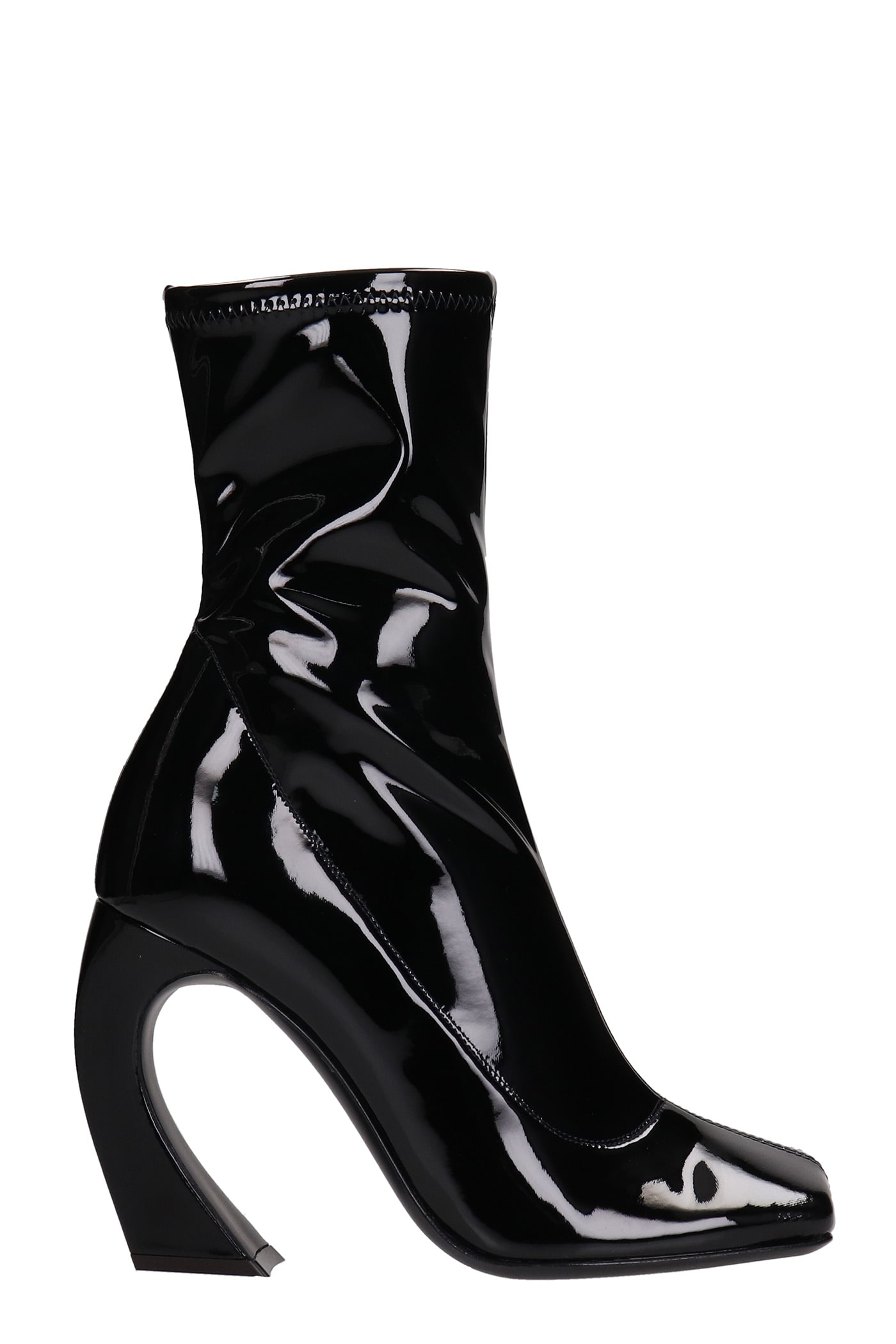 Giuseppe Zanotti High Heels Ankle Boots In Black Patent Leather