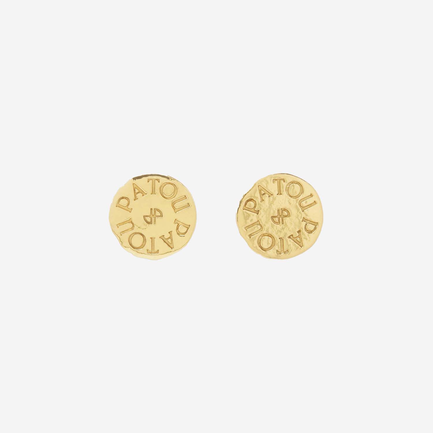Brass Earrings With Engraved Logo