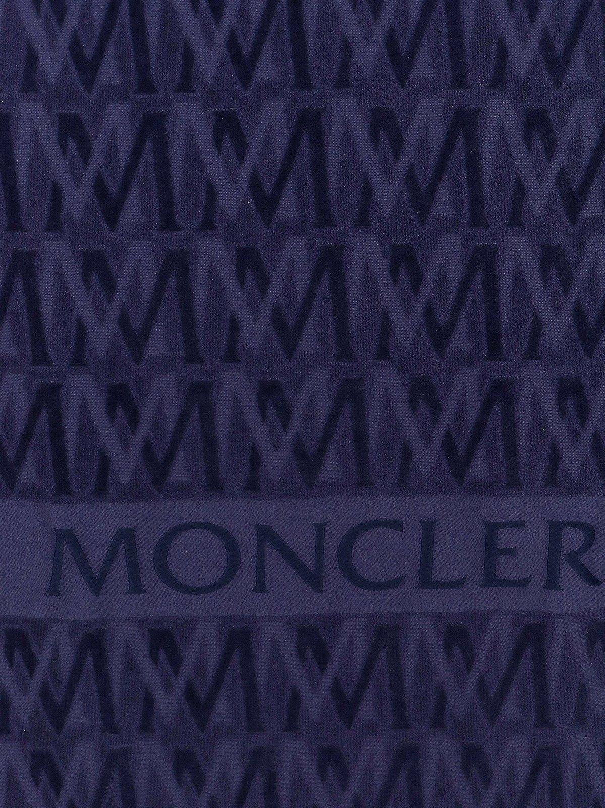 Shop Moncler Monogrammed Beach Towel In Blue